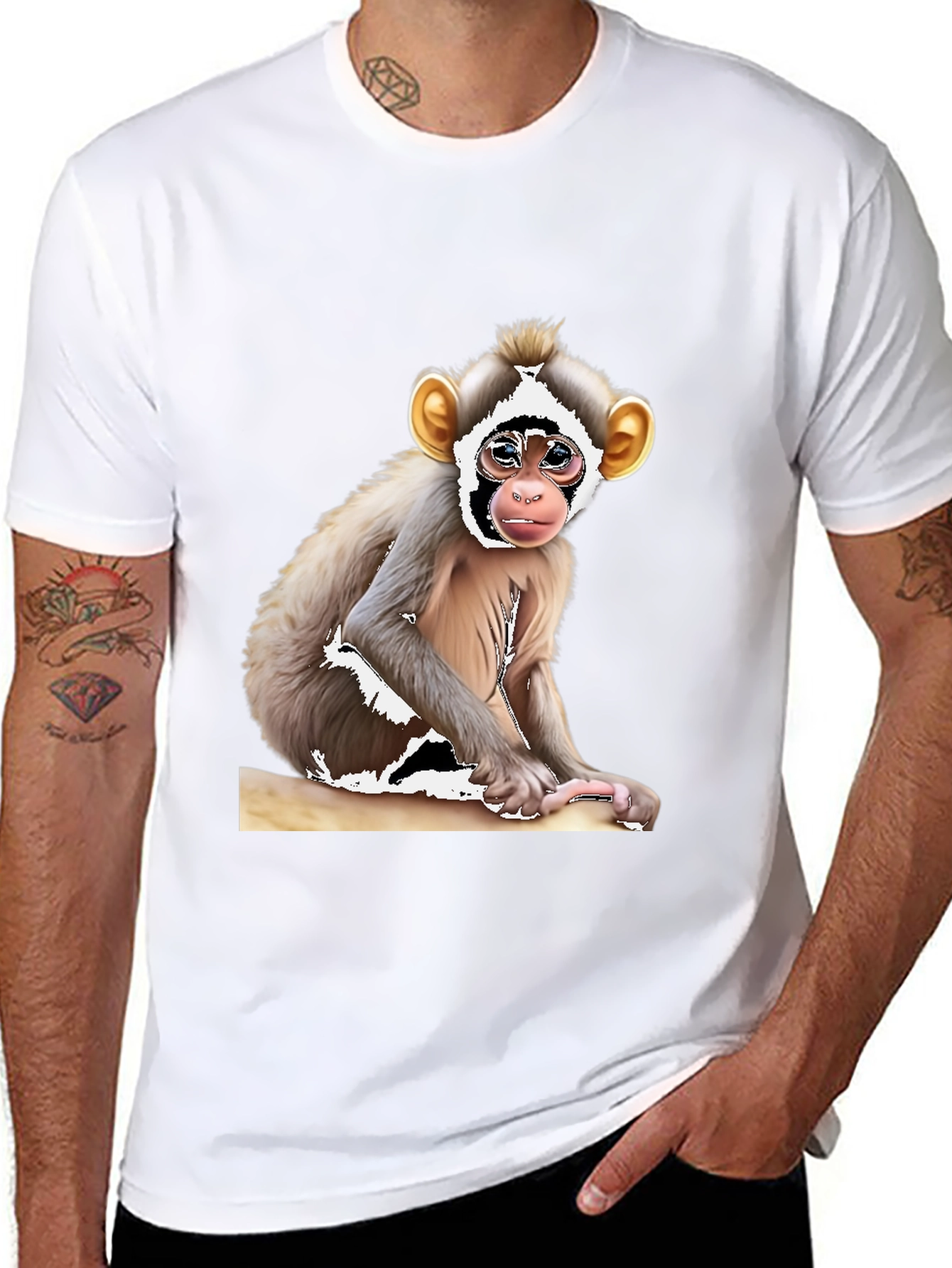 Black Monkey Graphic T-Shirt - Black Cotton Tee view 8