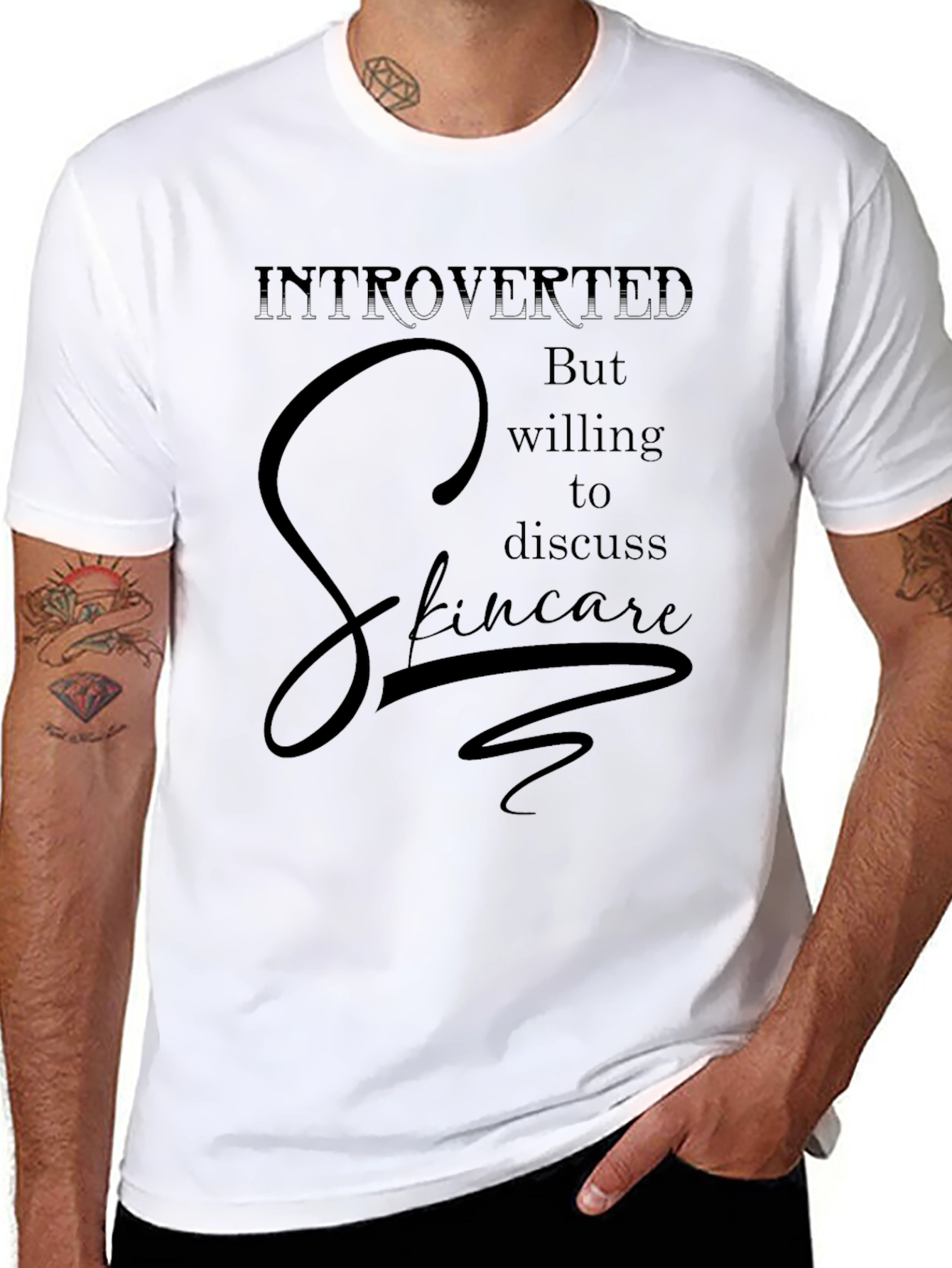 Black Introverted Skincare Enthusiast T-Shirt view 8