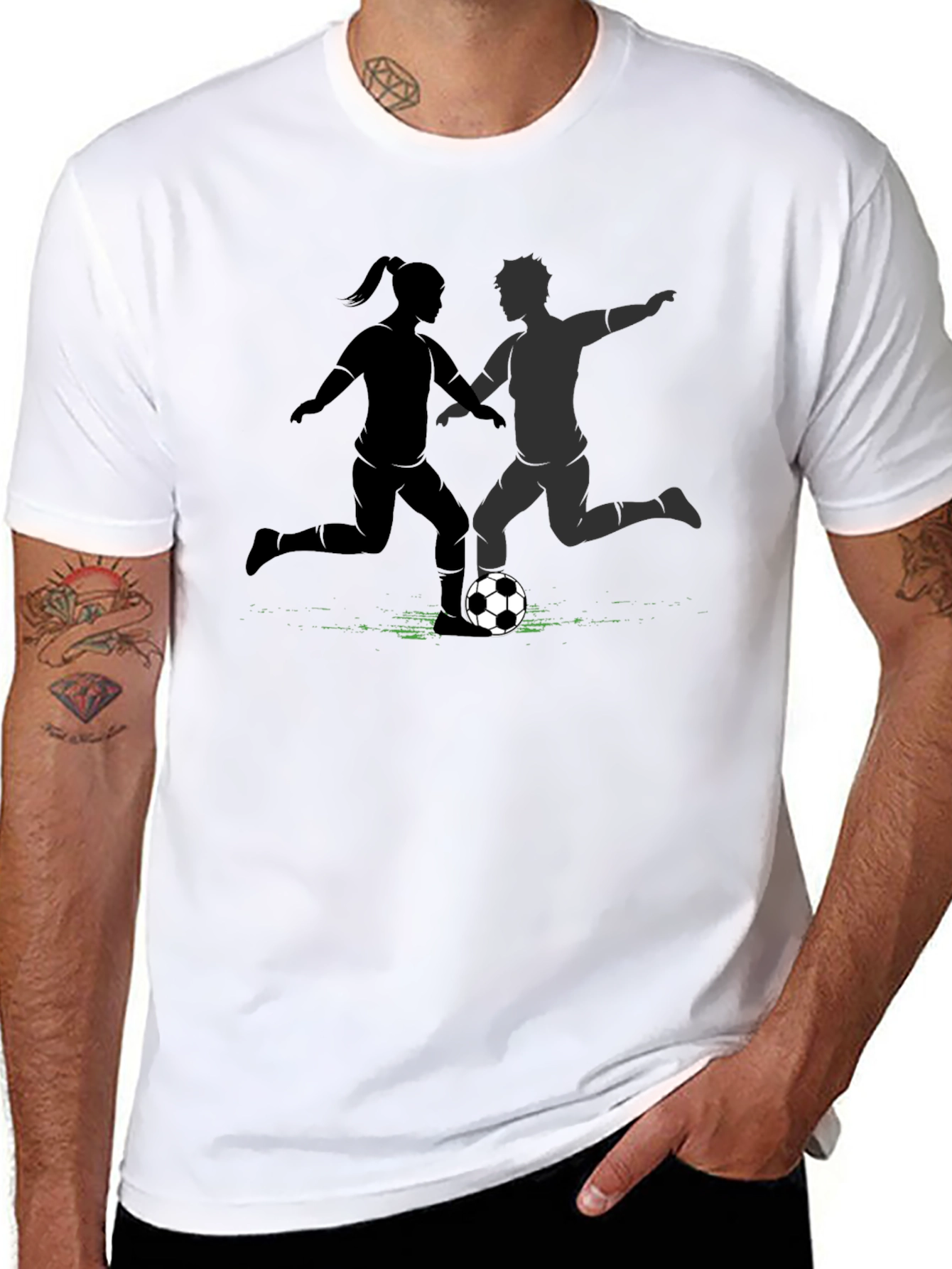Black Soccer Player Graphic Tee - Unisex Black T-Shirt view 8