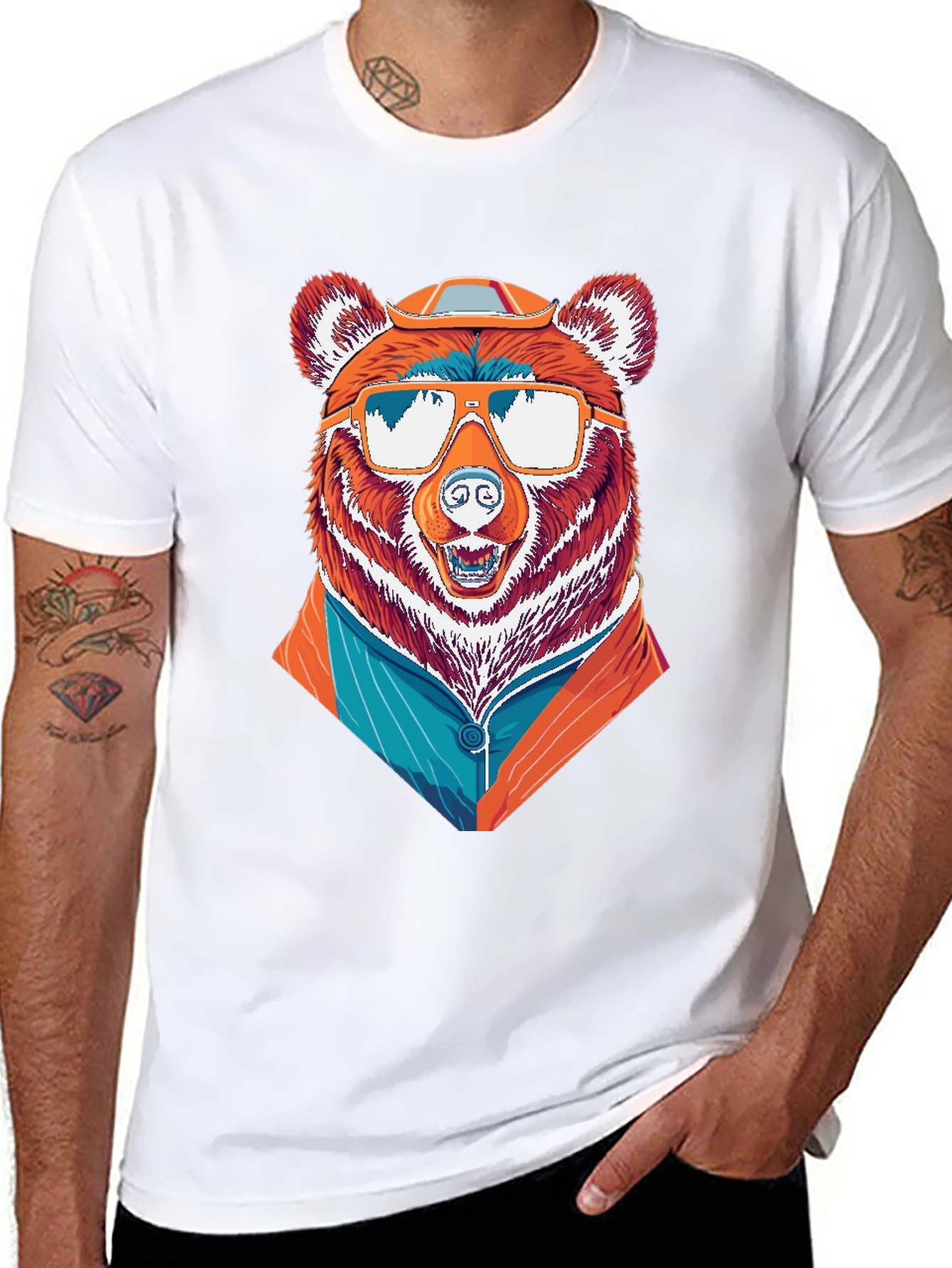 Black Cool Bear T-Shirt - Unique Graphic Tee view 8