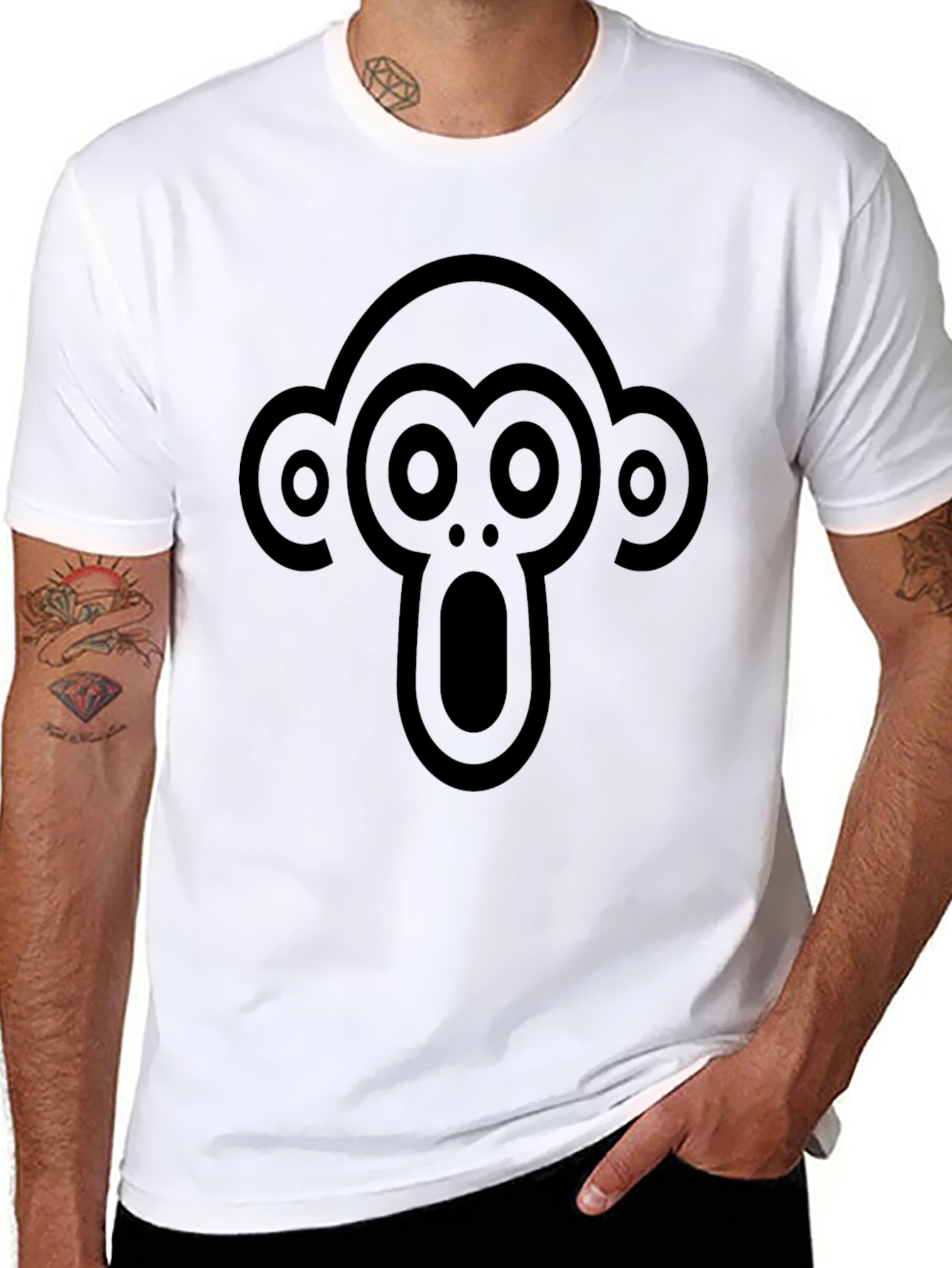 Black Black T-Shirt with Monkey Face Graphic view 8