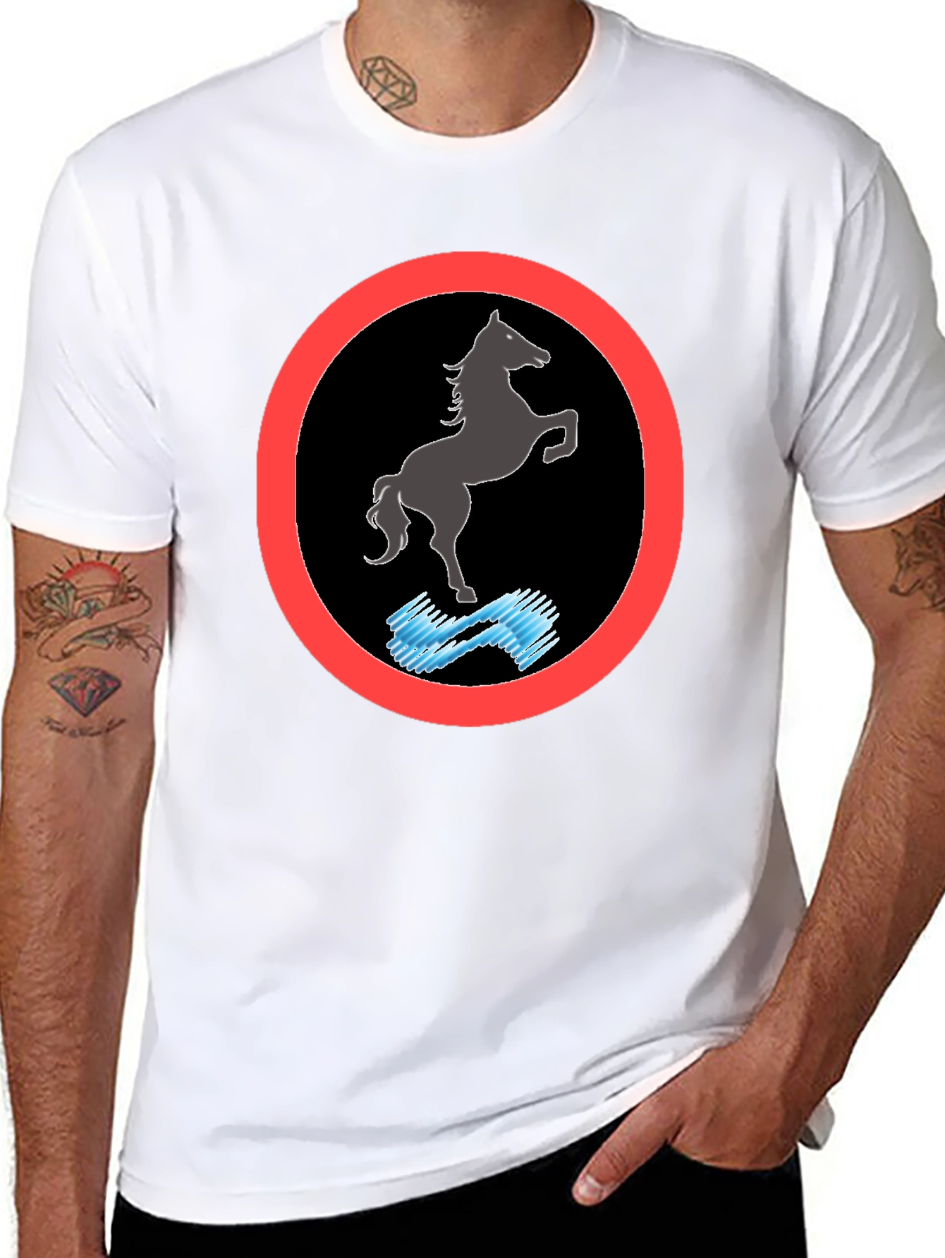 Black Horse Graphic Tee - Black Cotton Comfort view 8