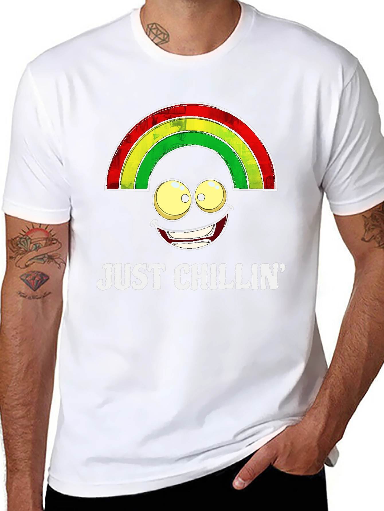 Black Just Chillin' Rainbow Smile T-Shirt view 8