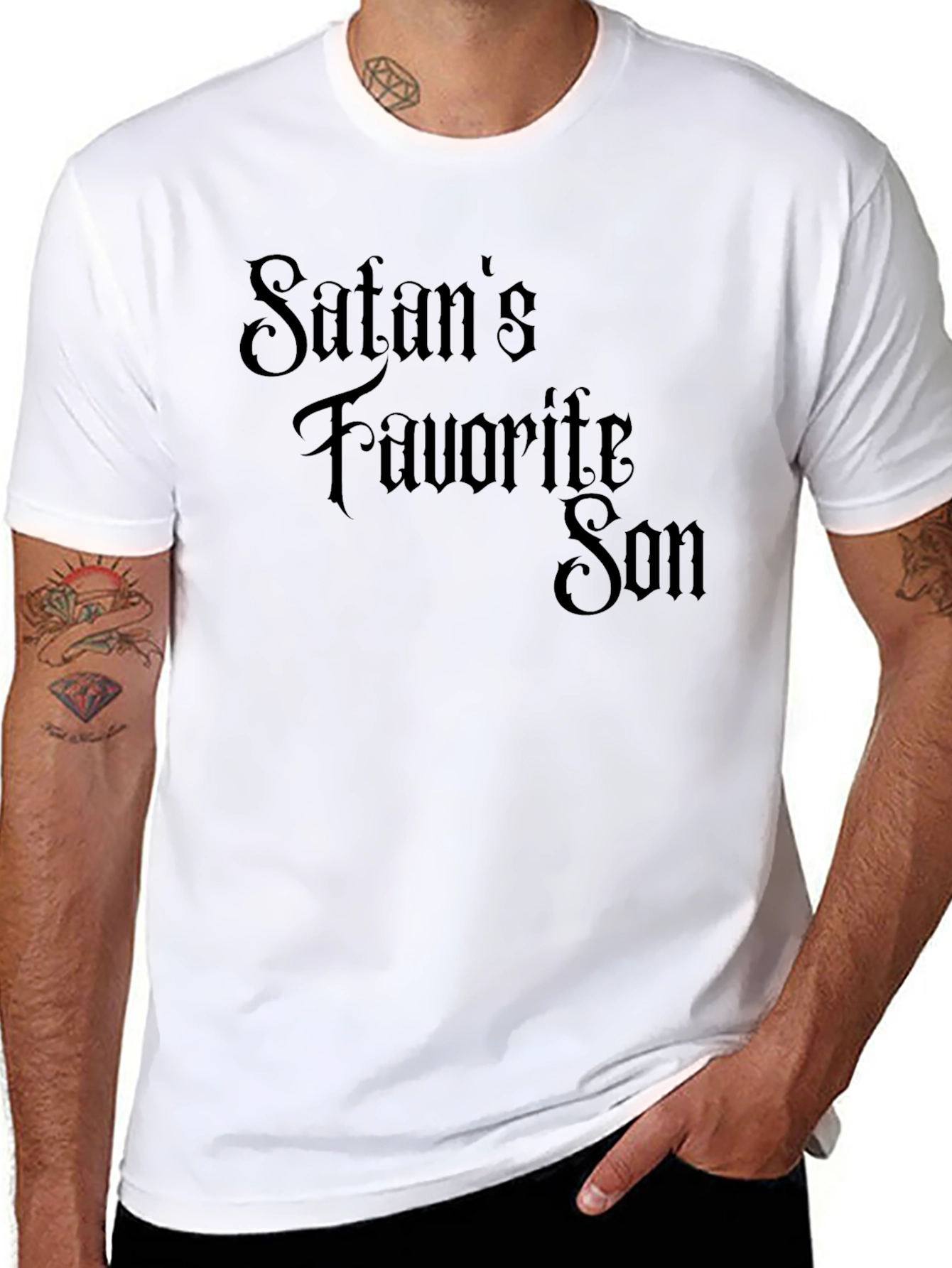 Black Satan's Favorite Son Graphic T-Shirt - Black view 8