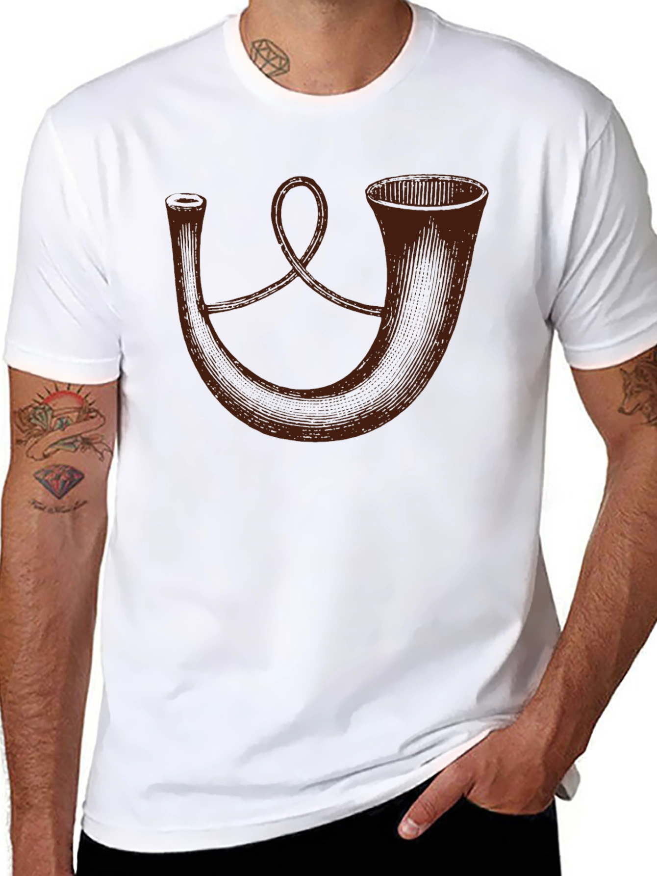 Black Vintage Horn T-Shirt - Unique Design view 8