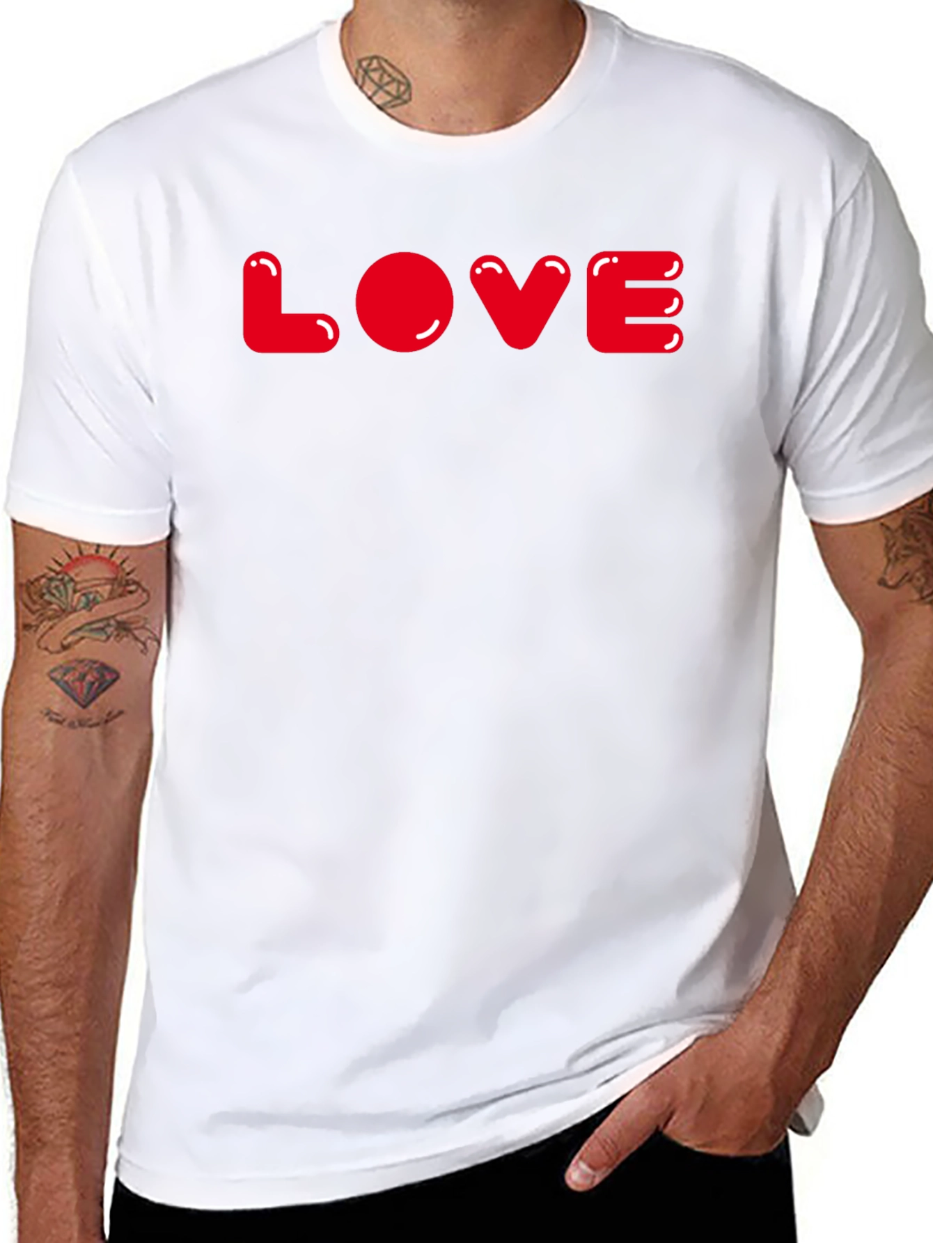 Black Red LOVE Graphic Black T-Shirt view 8