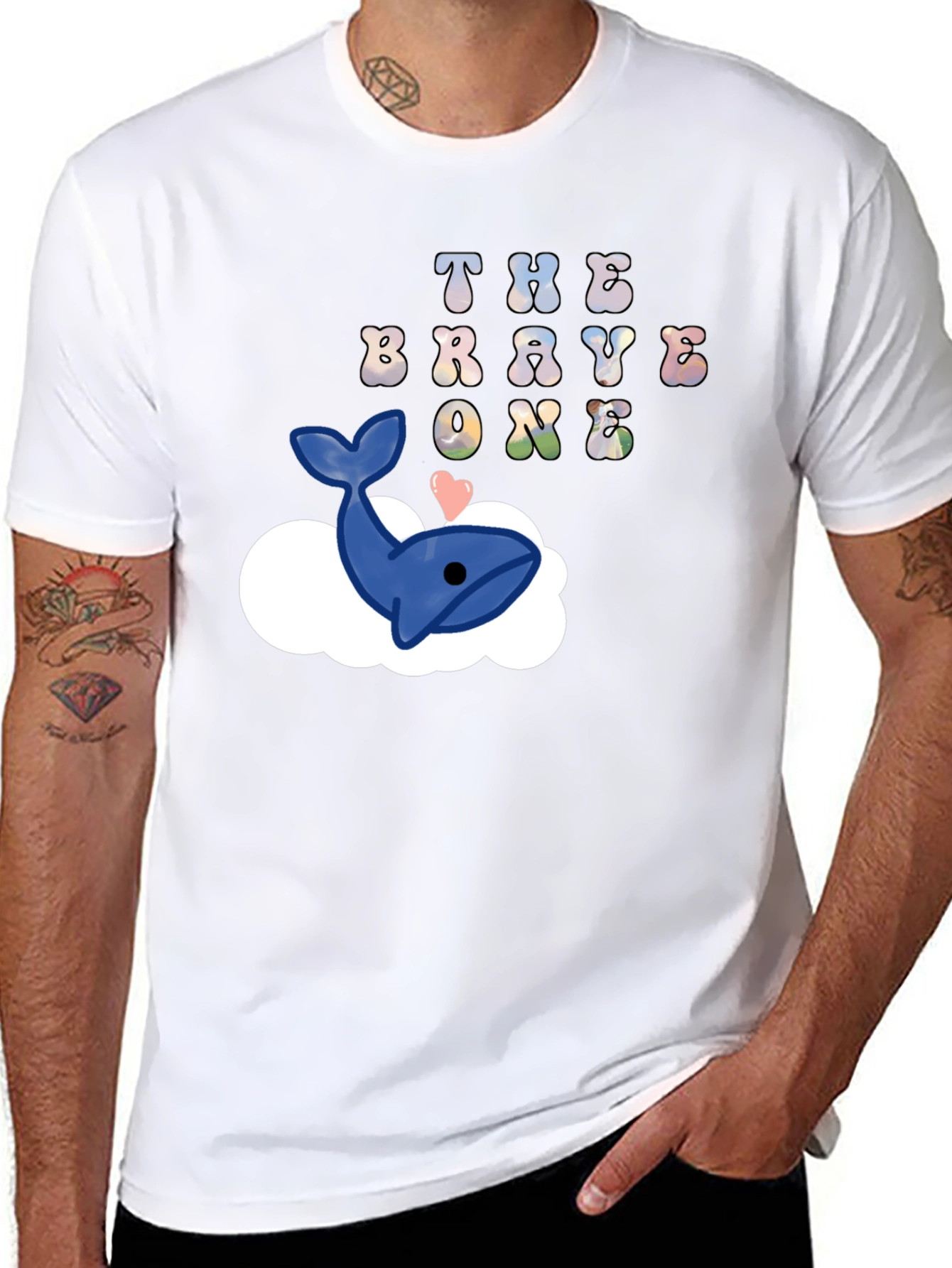 Black The Brave One Whale Cloud T-Shirt view 8