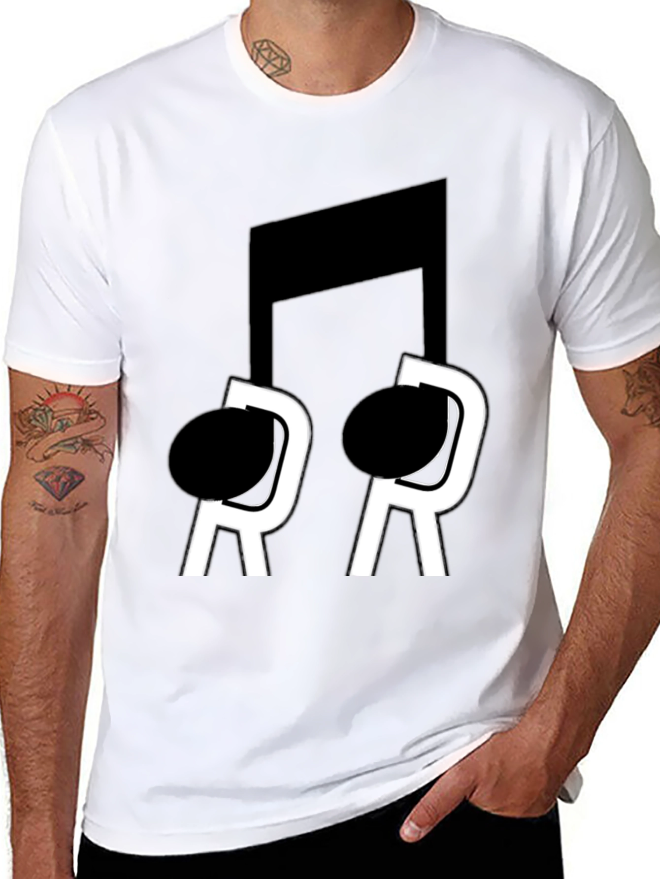 Black Musical Note T-Shirt - Black Cotton Blend view 8