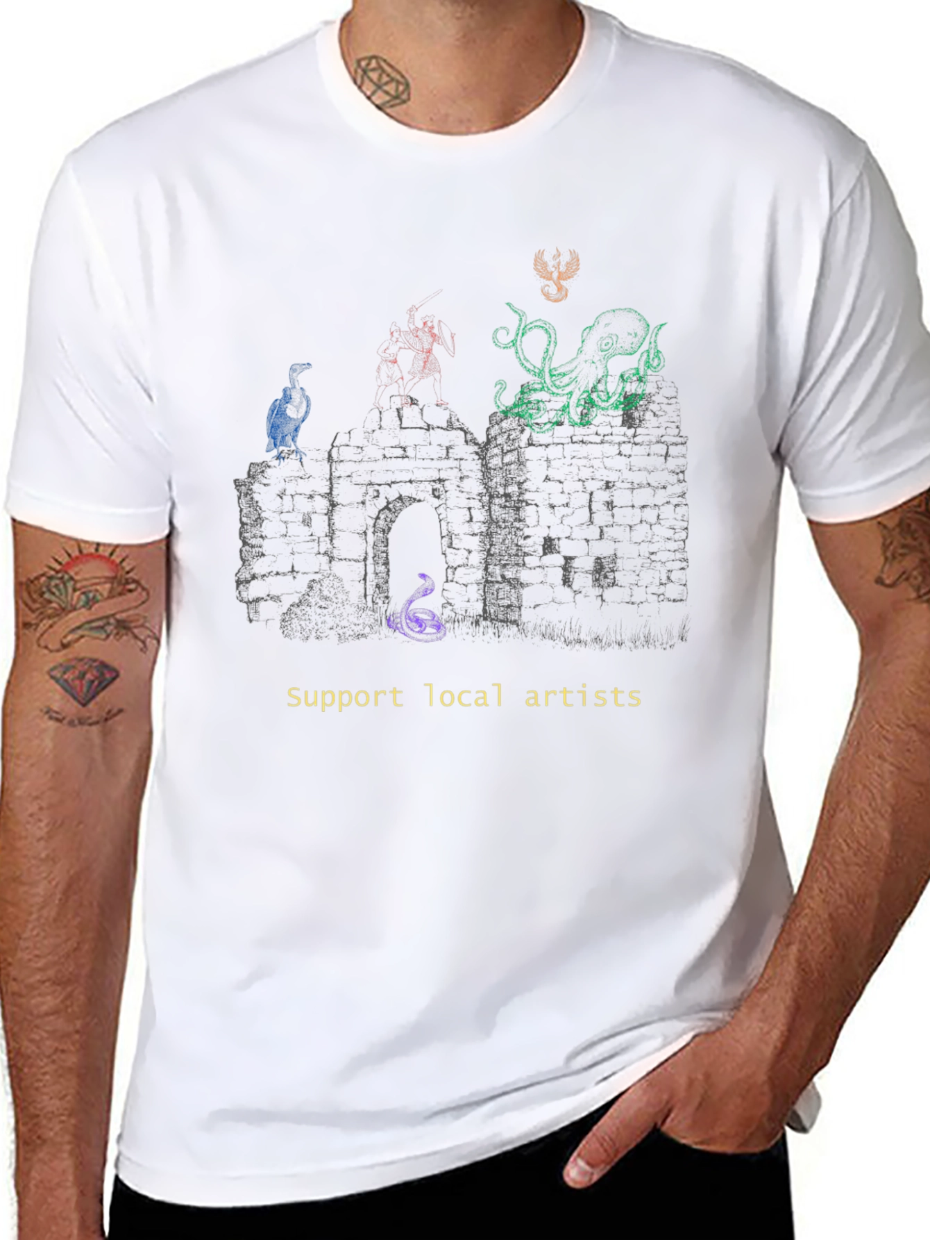 Black Support Local Artists Graphic T-Shirt view 8