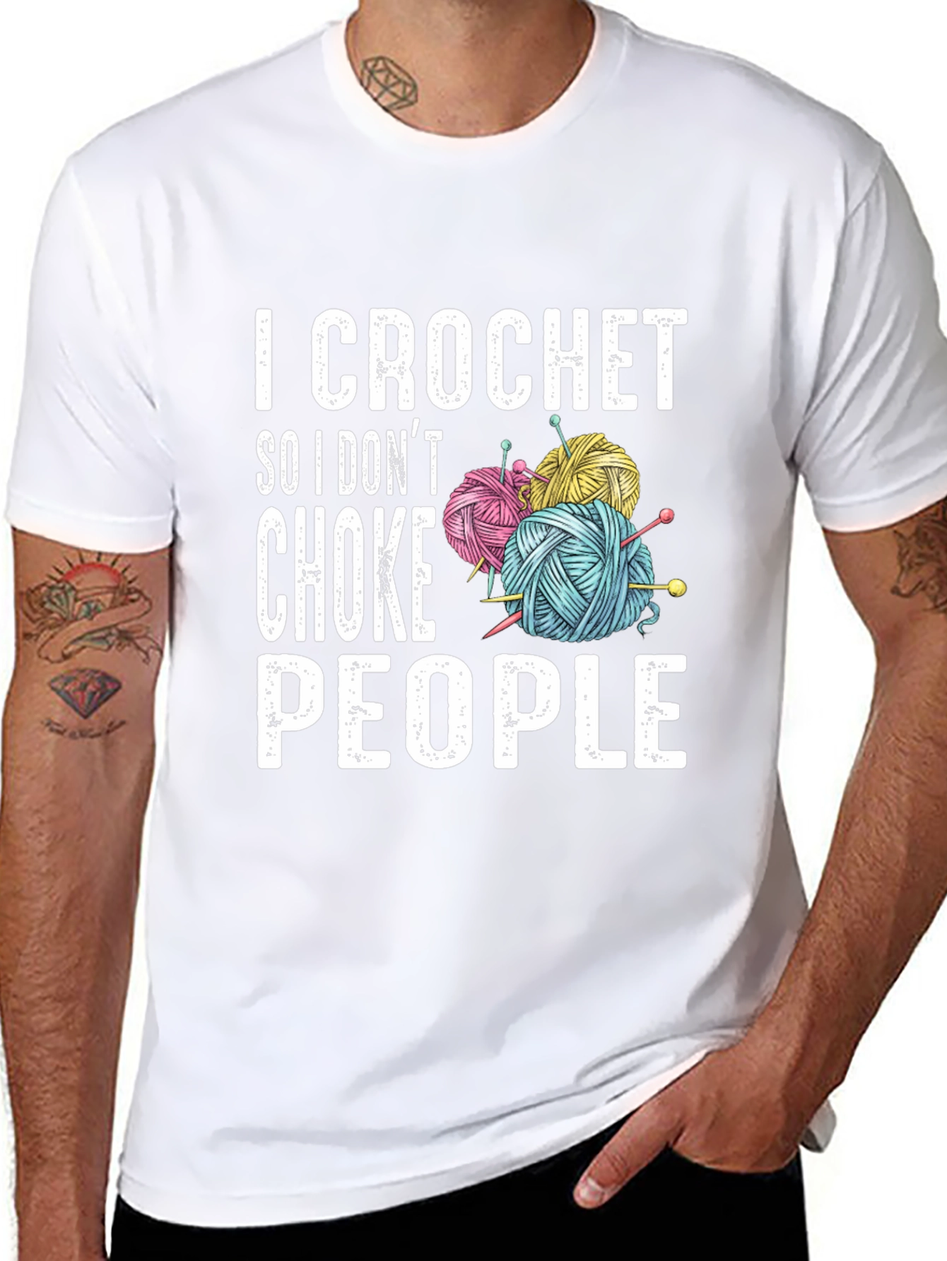 Black I Crochet So I Don't Choke People T-Shirt view 8