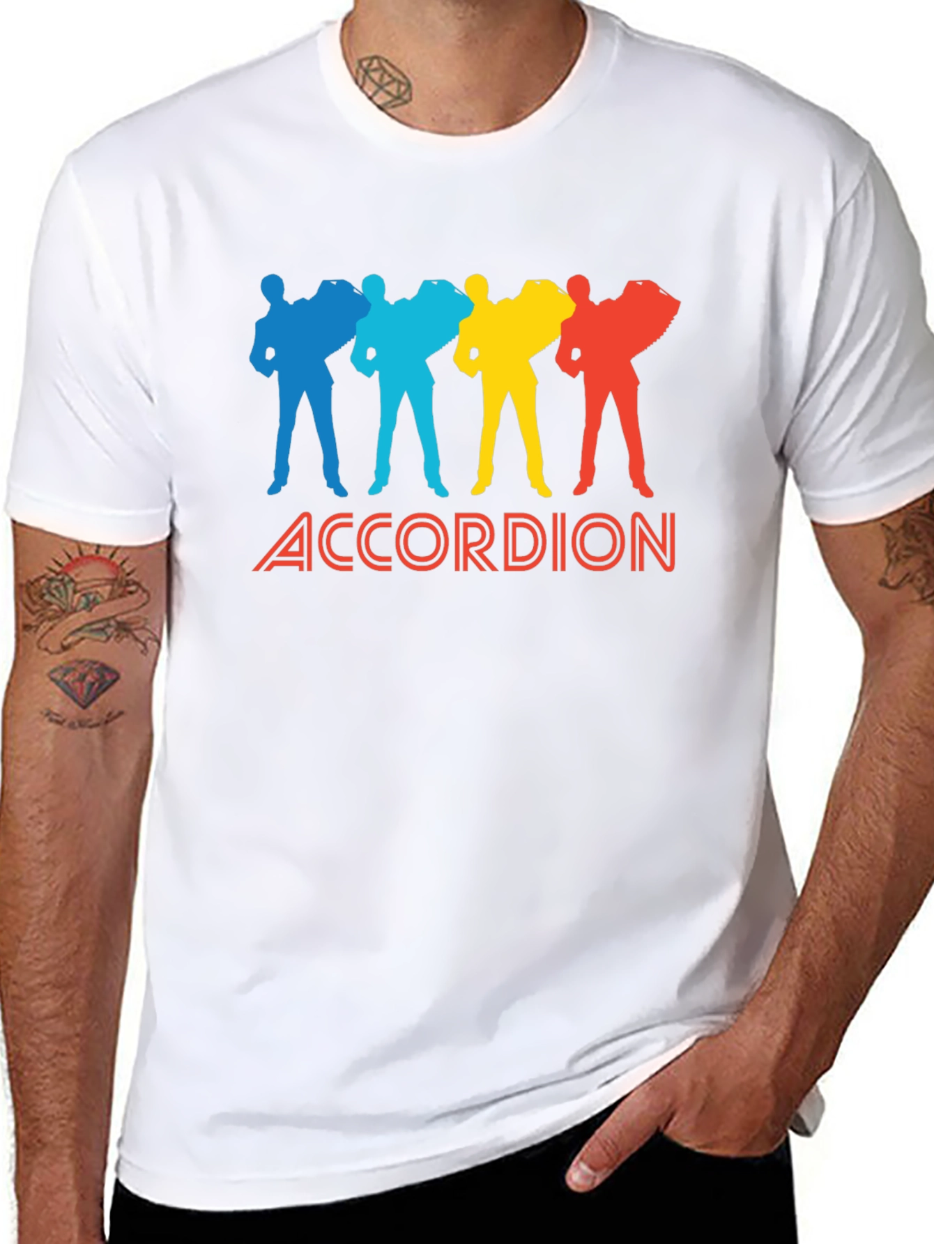 Black Accordion Player Graphic Tee - Black Cotton view 8