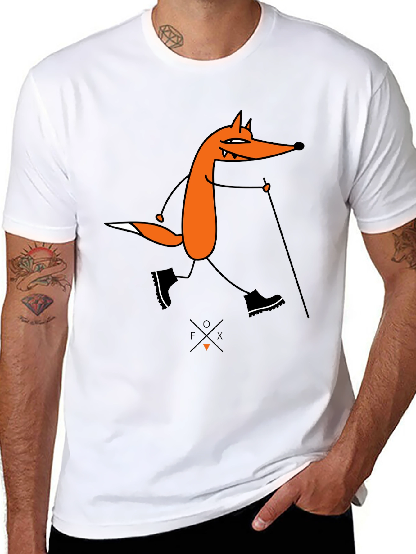 Black Fox Hiking Graphic Tee - Black Cotton T-Shirt view 8