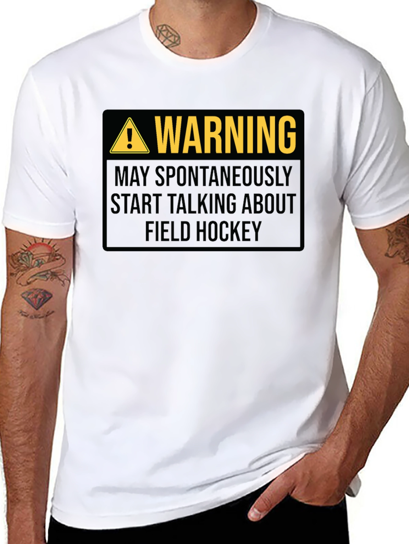 Black Field Hockey Warning Graphic T-Shirt view 8