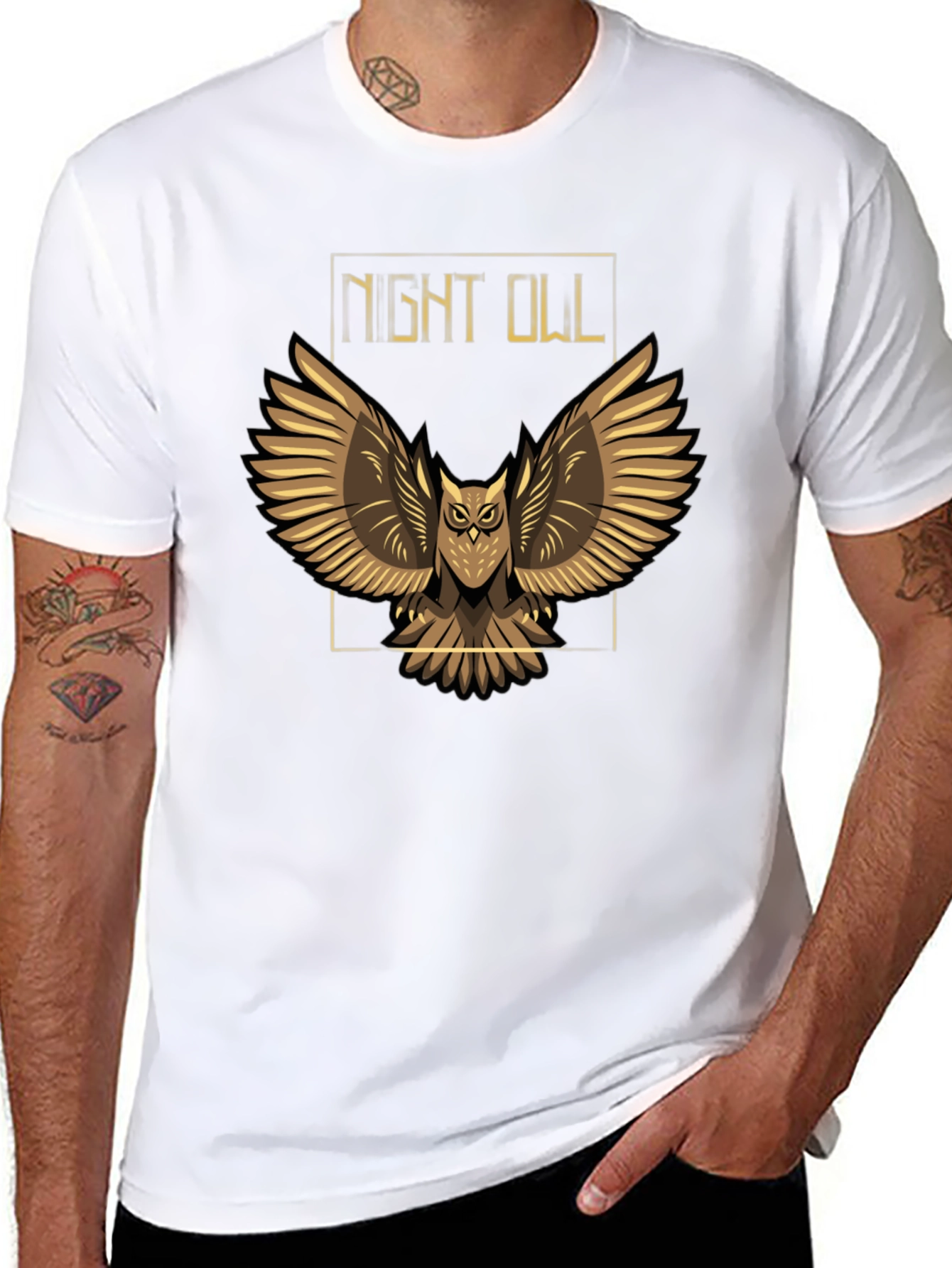 Black Night Owl Graphic T-Shirt - Black view 8