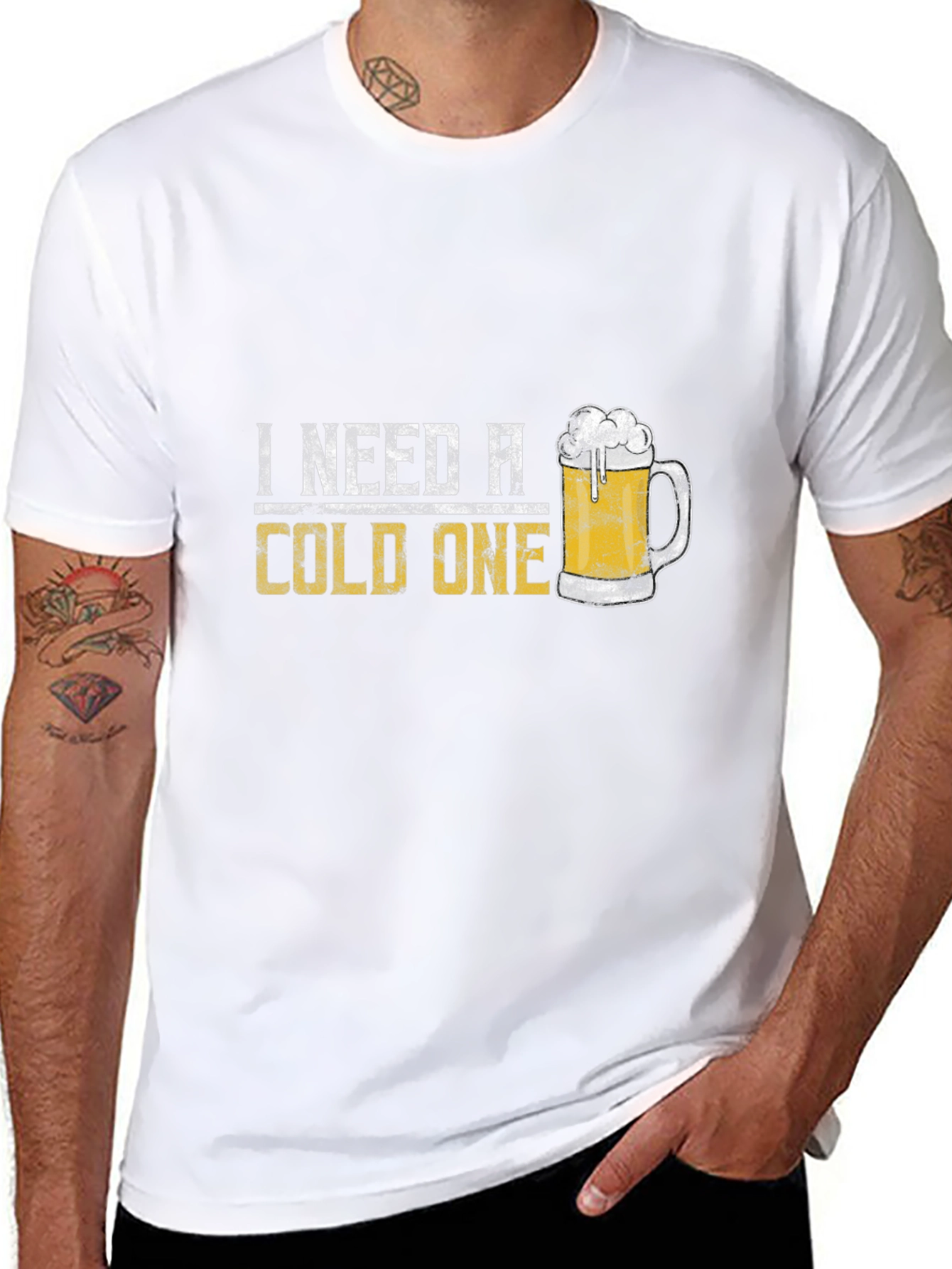 Black I Need A Cold One Graphic Tee - Beer Lover T-Shirt view 8