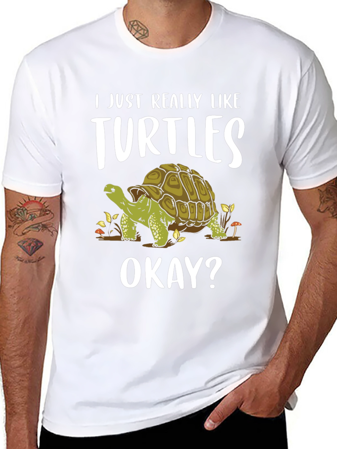 Black Turtle Lover Tee - I Just Really Like Turtles Okay? T-Shirt view 8