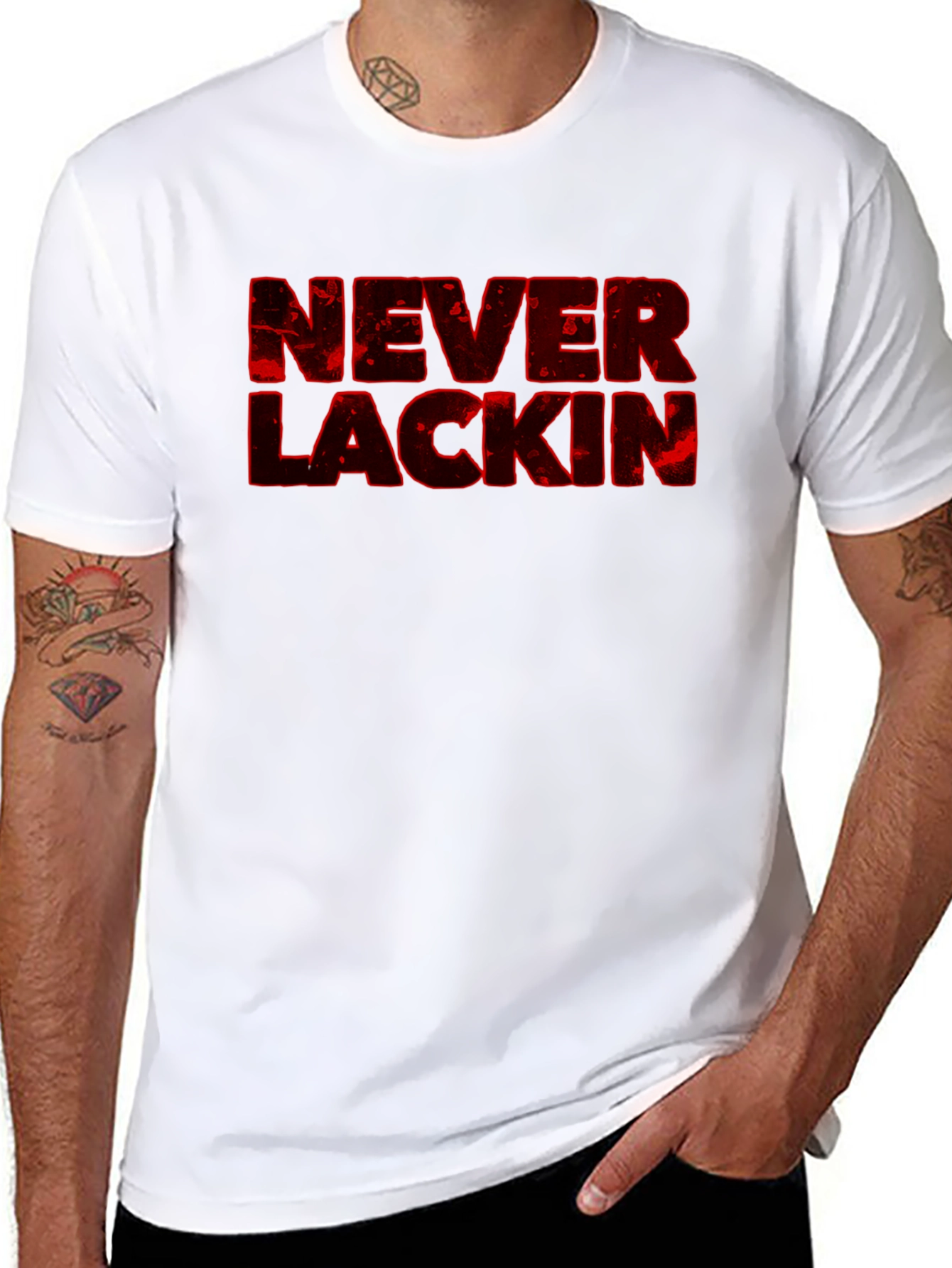 Black Never Lackin' Graphic Print Black T-Shirt view 8