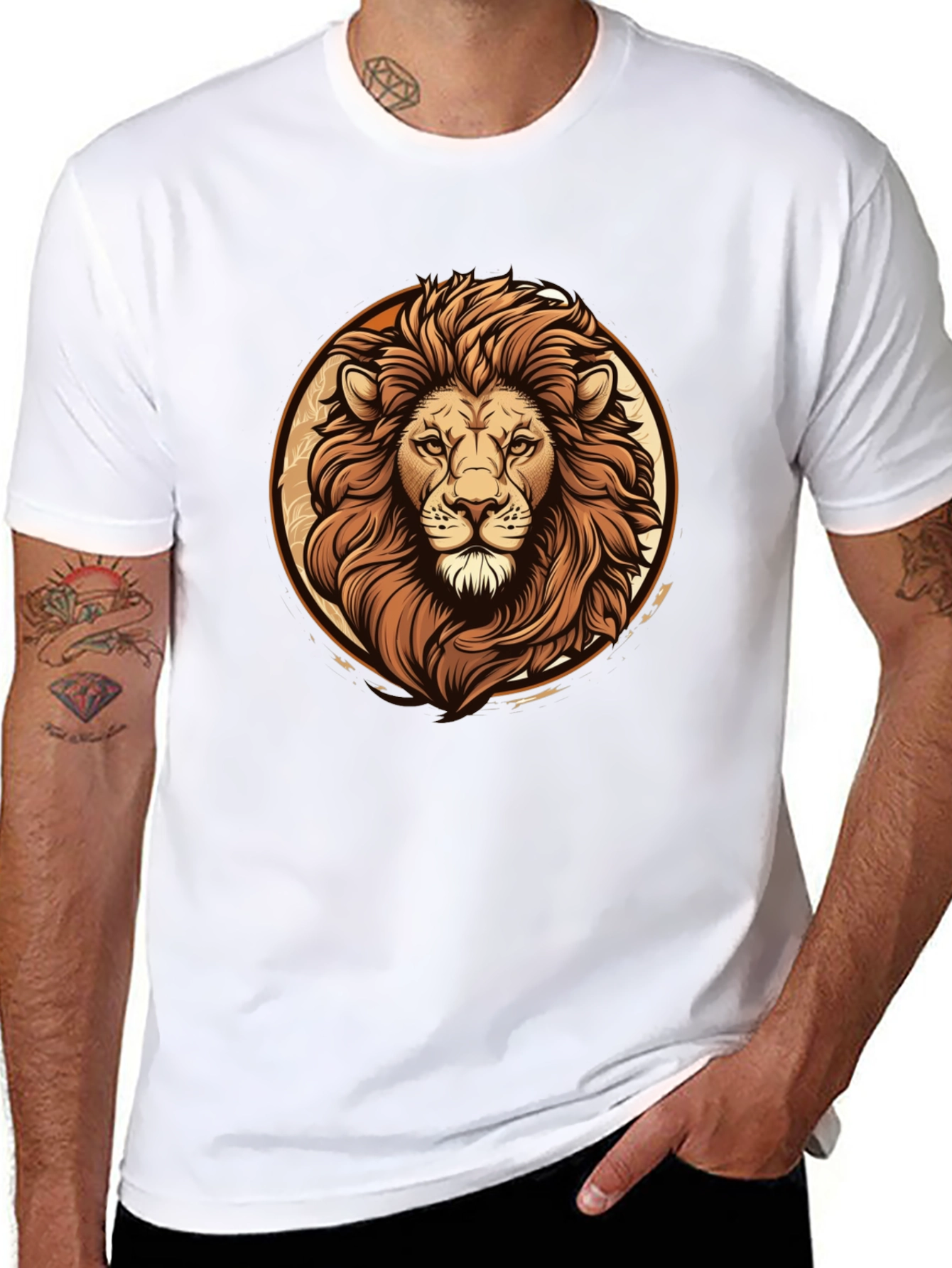 Black Lion Graphic Tee - Bold Animal Print Black T-Shirt view 8