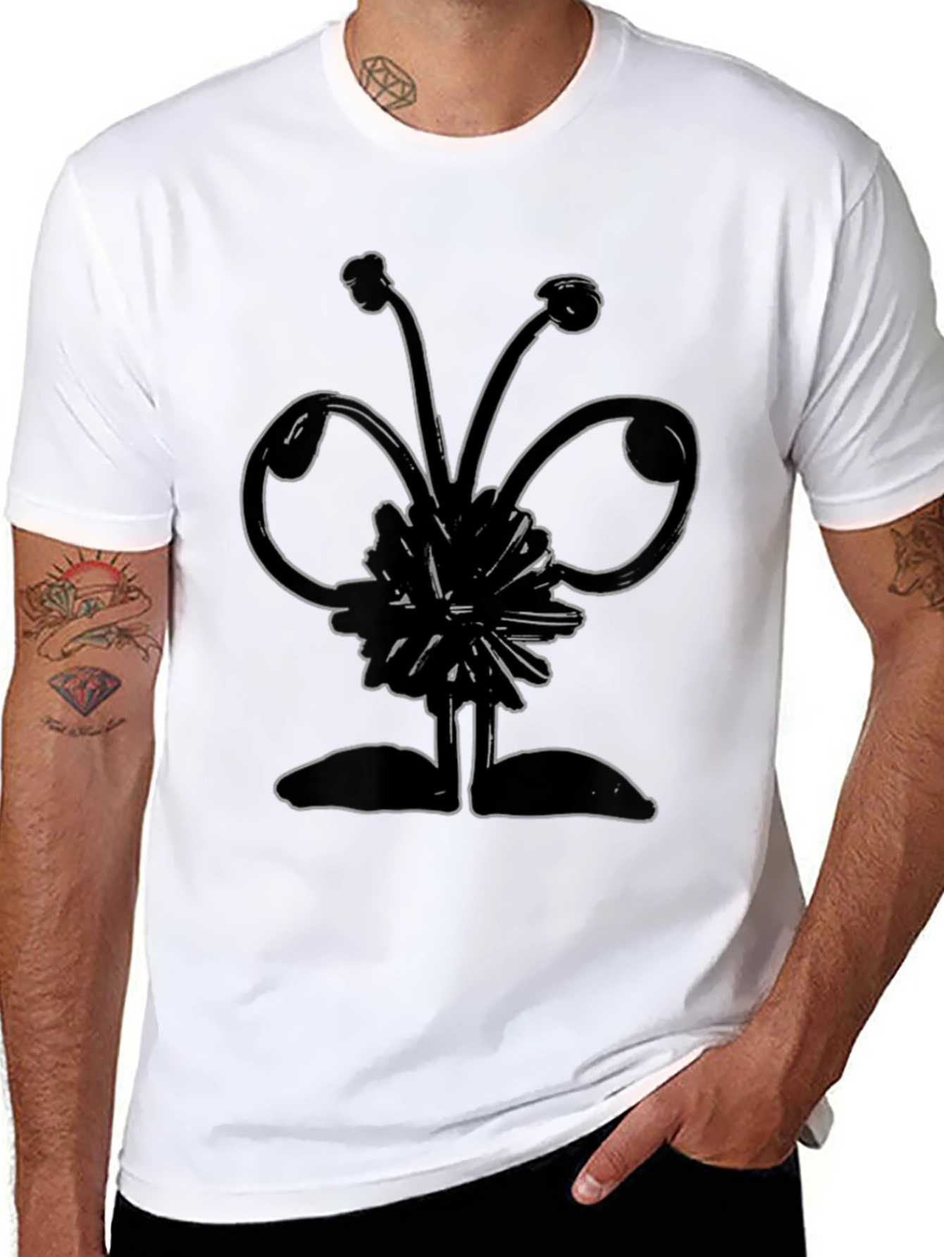 Black Abstract Graphic Print Black T-Shirt view 8