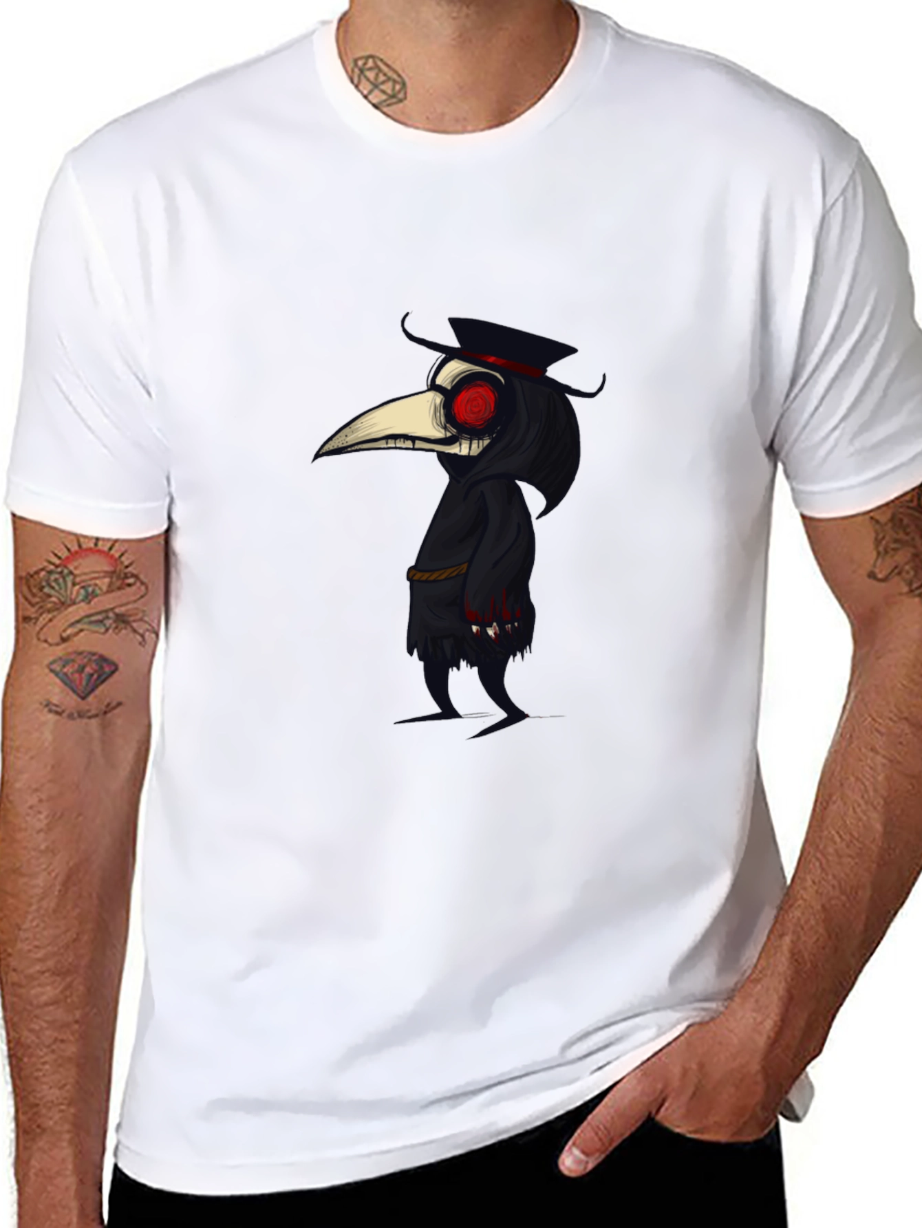 Plague Doctor Graphic Tee - Stylish Gothic Design - 8