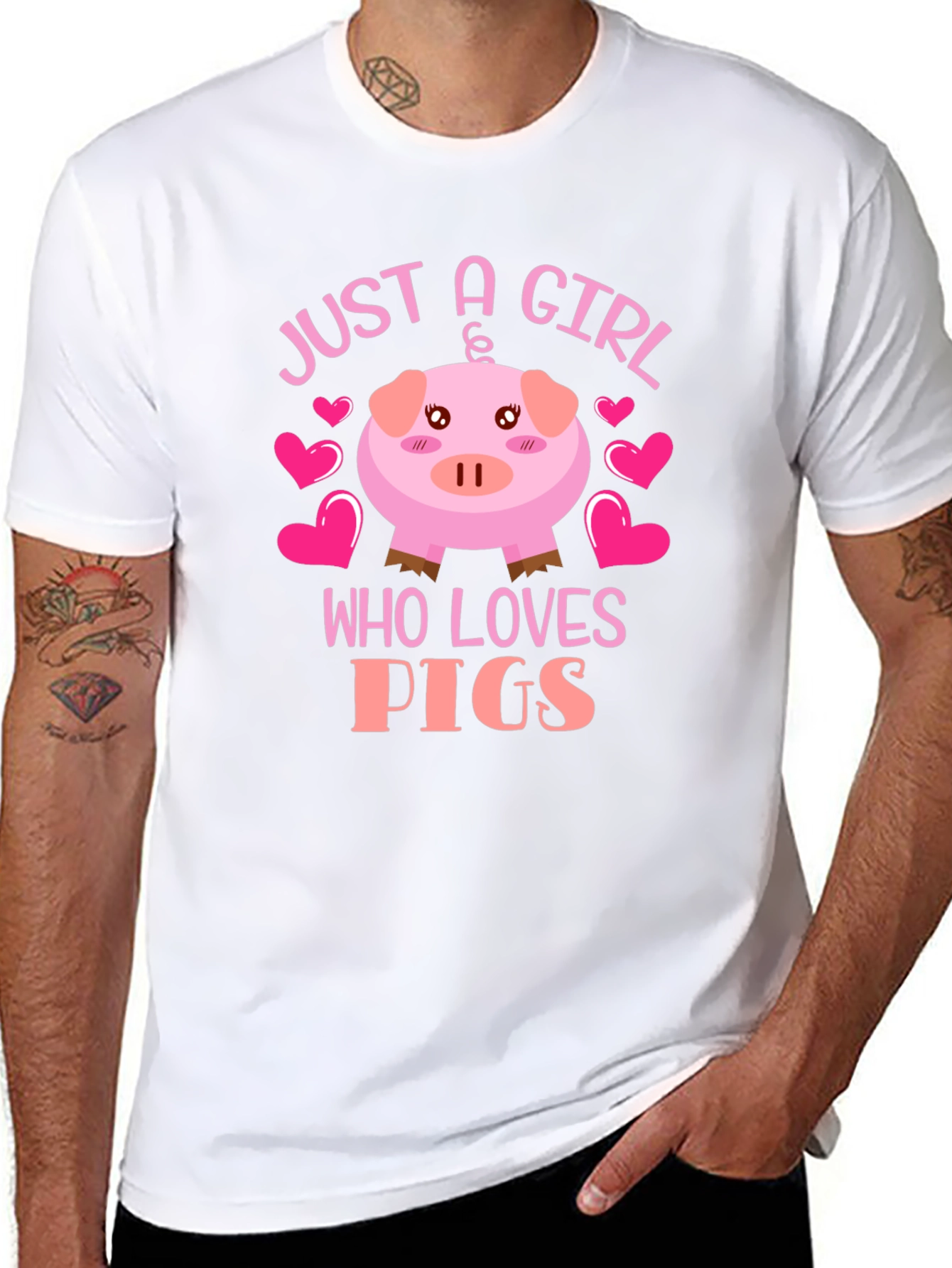 Black Just a Girl Who Loves Pigs Graphic Tee view 8