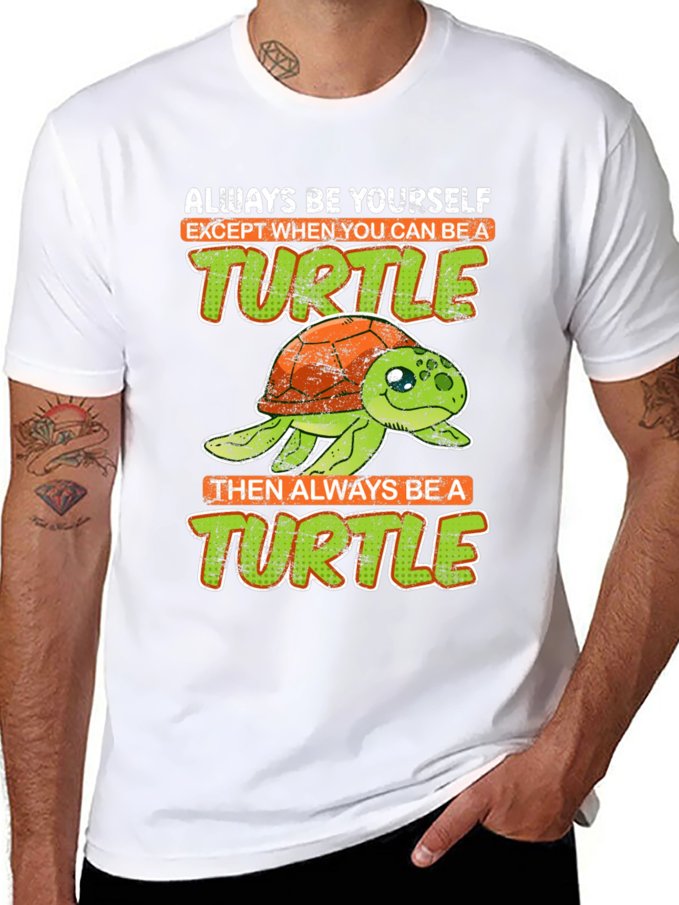 Black Funny Turtle Graphic Tee - Always Be Yourself T-Shirt view 8