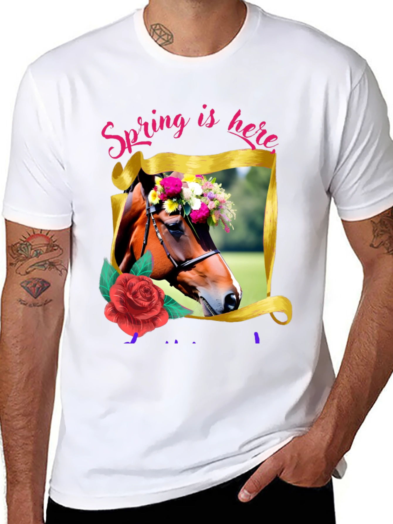 Black Spring Horse Graphic Tee view 8