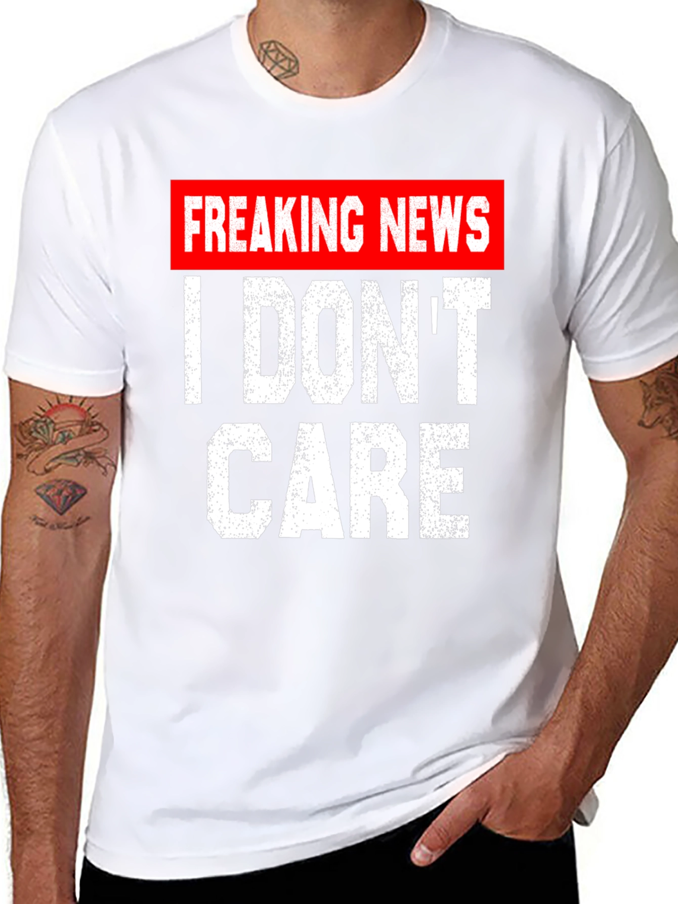 Black Freaking News I Don't Care T-Shirt view 8
