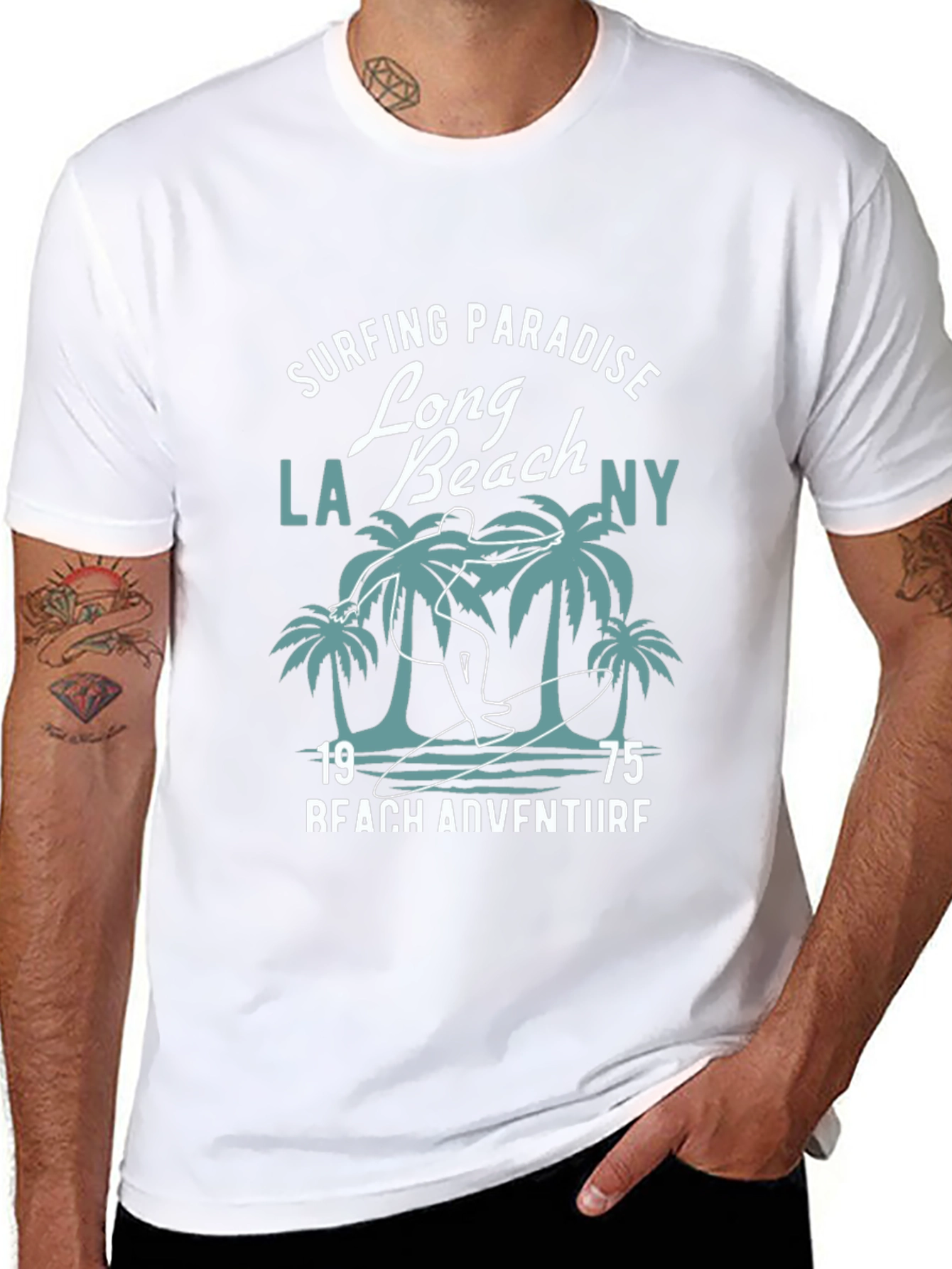 Black Surfing Paradise Graphic T-Shirt view 8