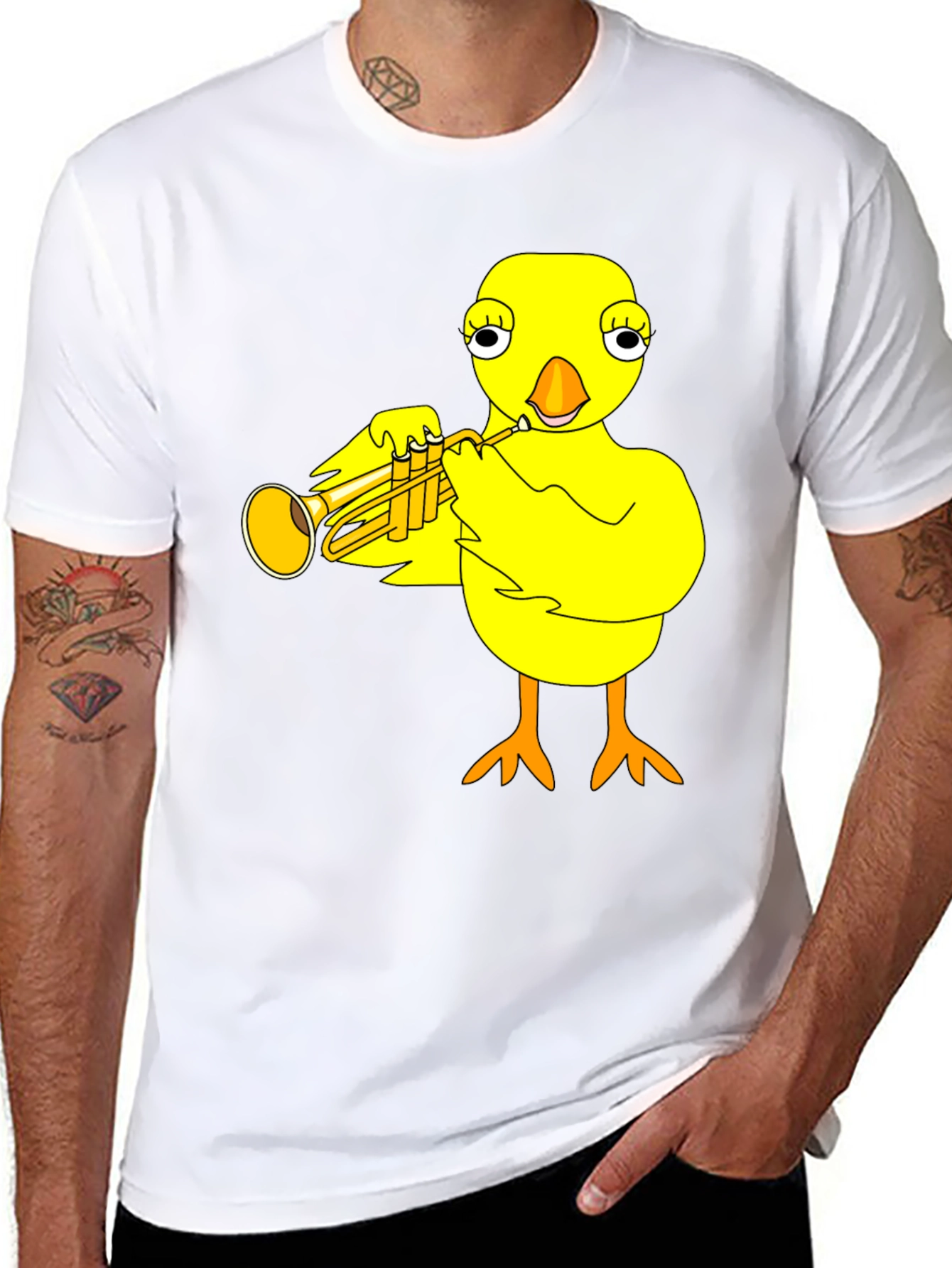 Black Funny Chick Trumpet Player Graphic Tee view 8