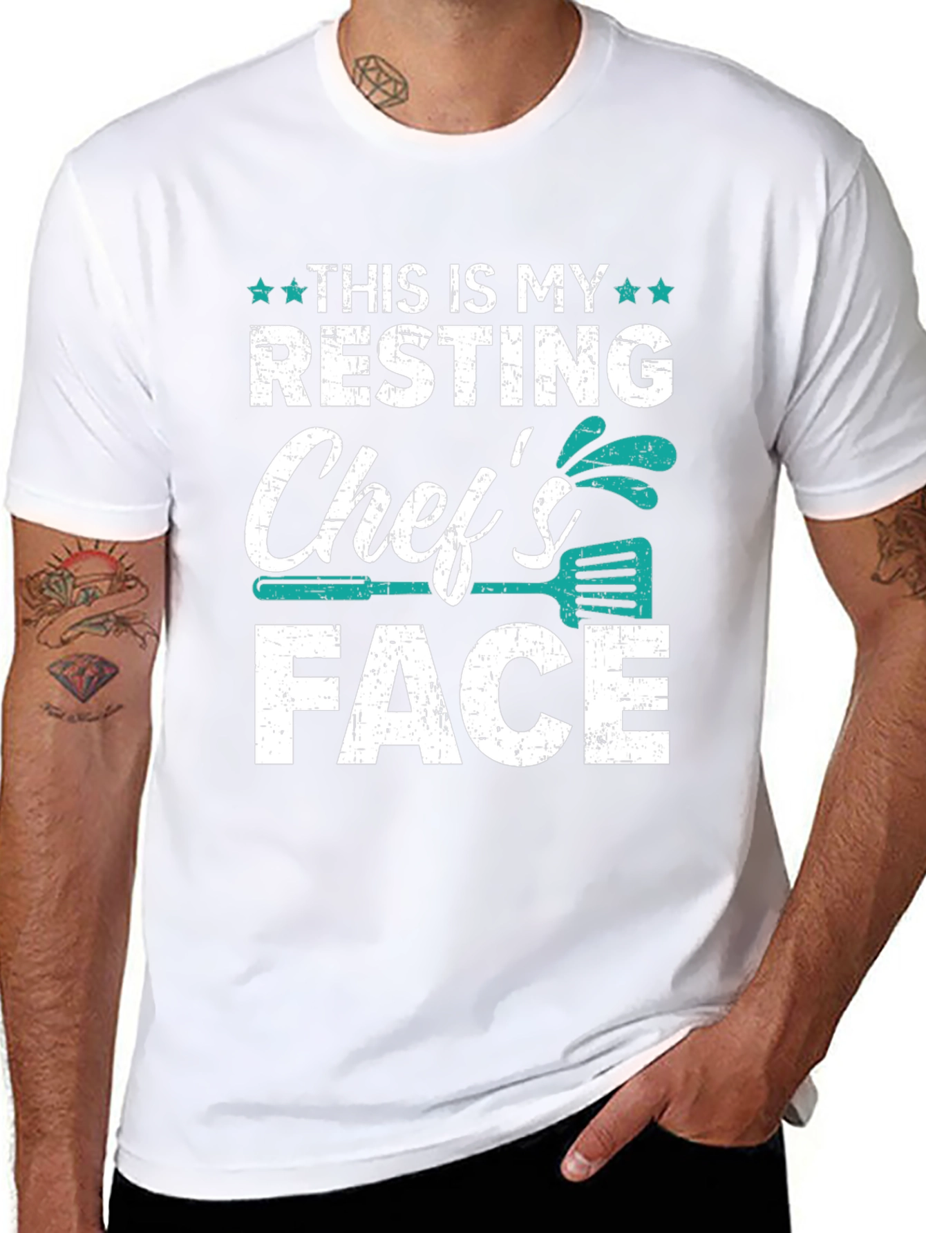 Black Resting Chef's Face Graphic T-Shirt view 8