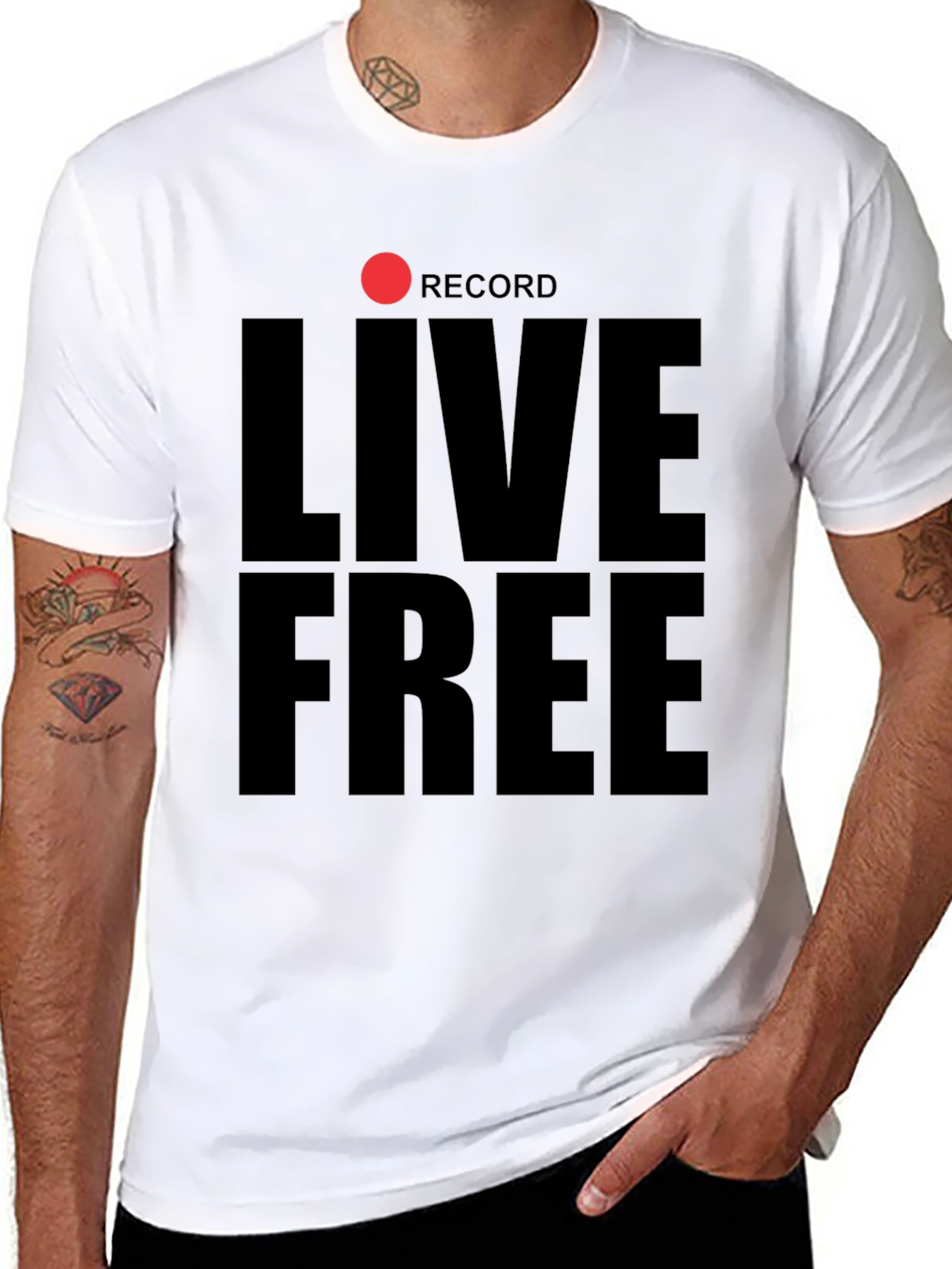 Black Live Free Record Black T-Shirt view 8