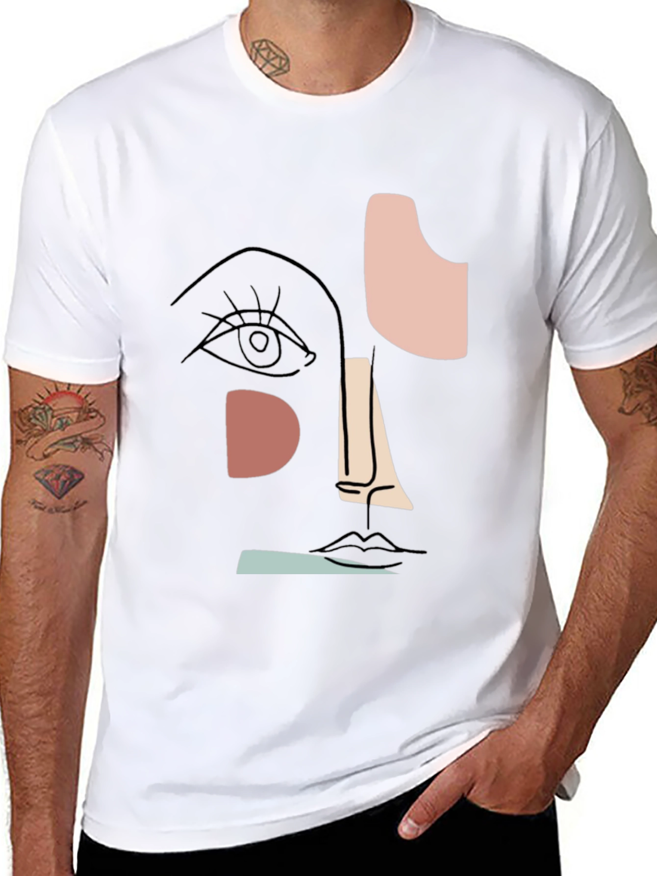 Abstract Face Graphic T-Shirt - Modern Art Tee - 8