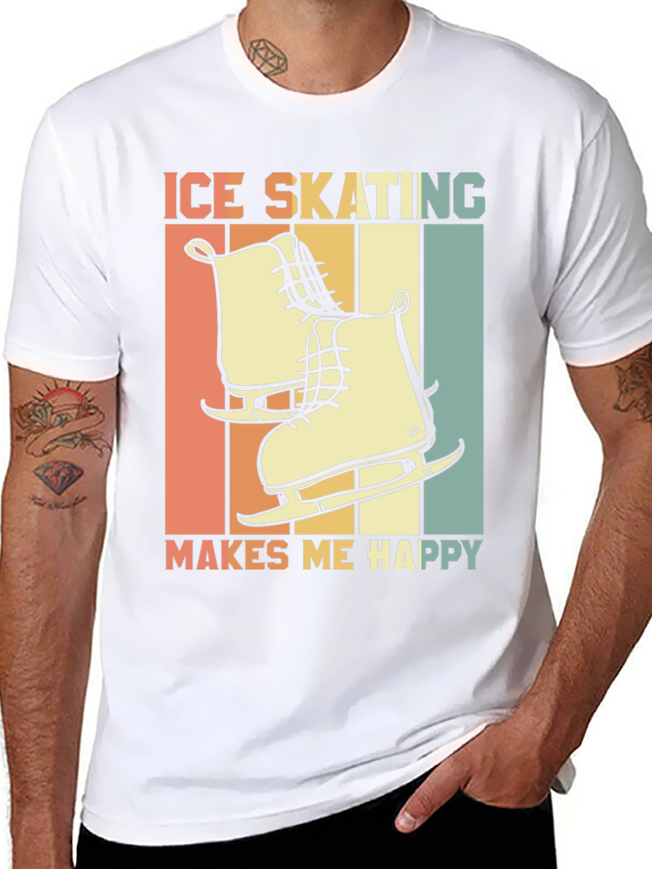 Black Ice Skating Makes Me Happy Graphic Tee view 8