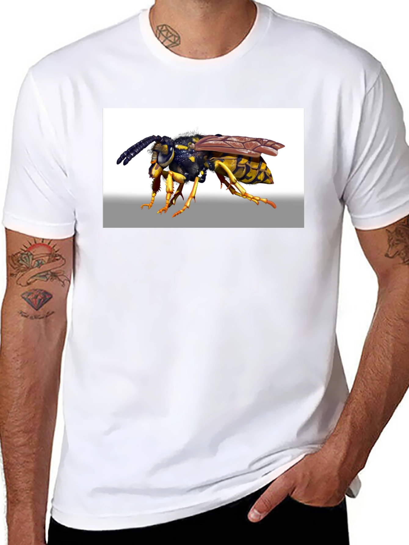 Black Wasp Graphic T-Shirt - Black Cotton Tee view 8