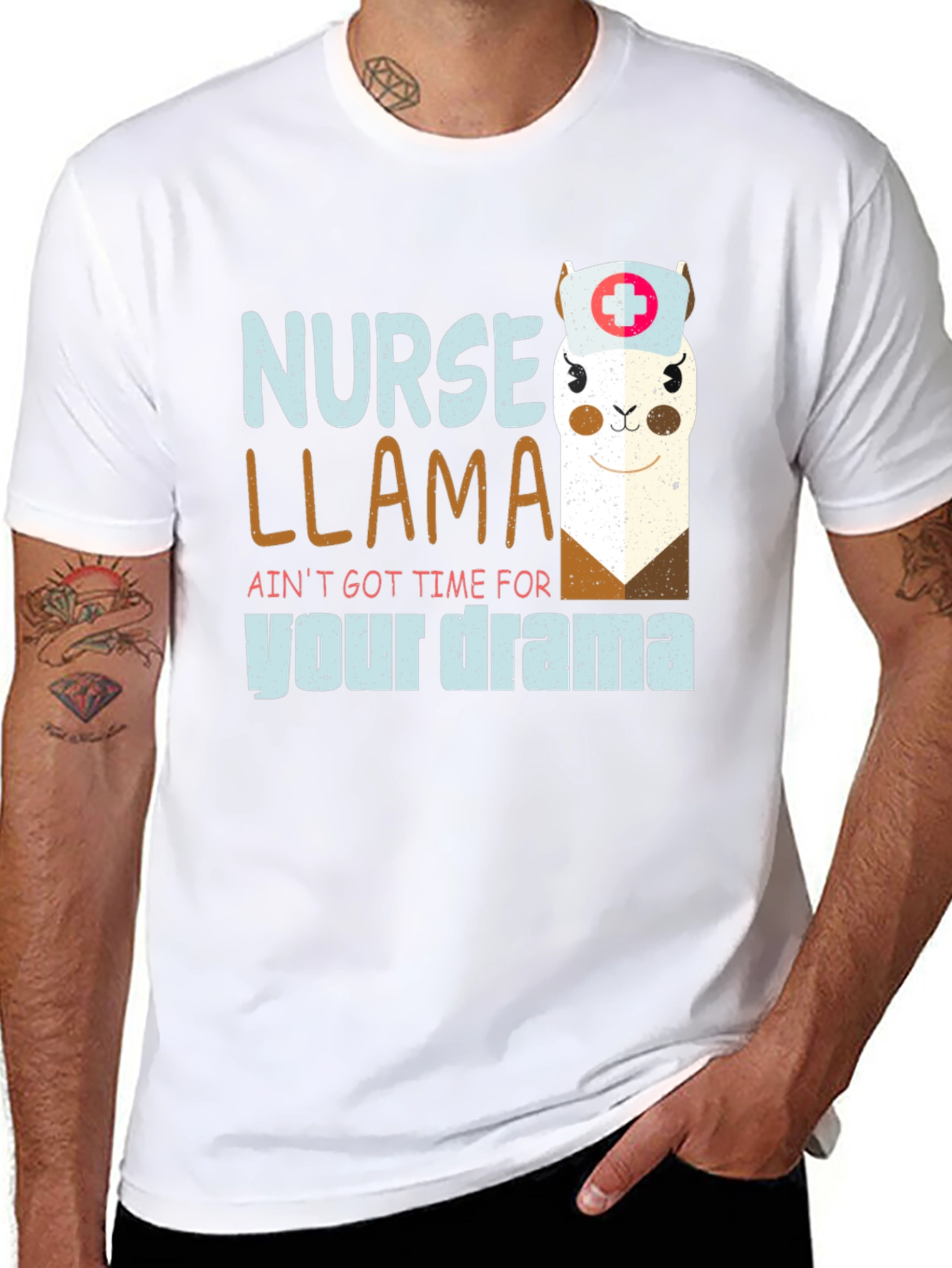 Black Nurse Llama T-Shirt - Ain't Got Time For Your Drama view 8