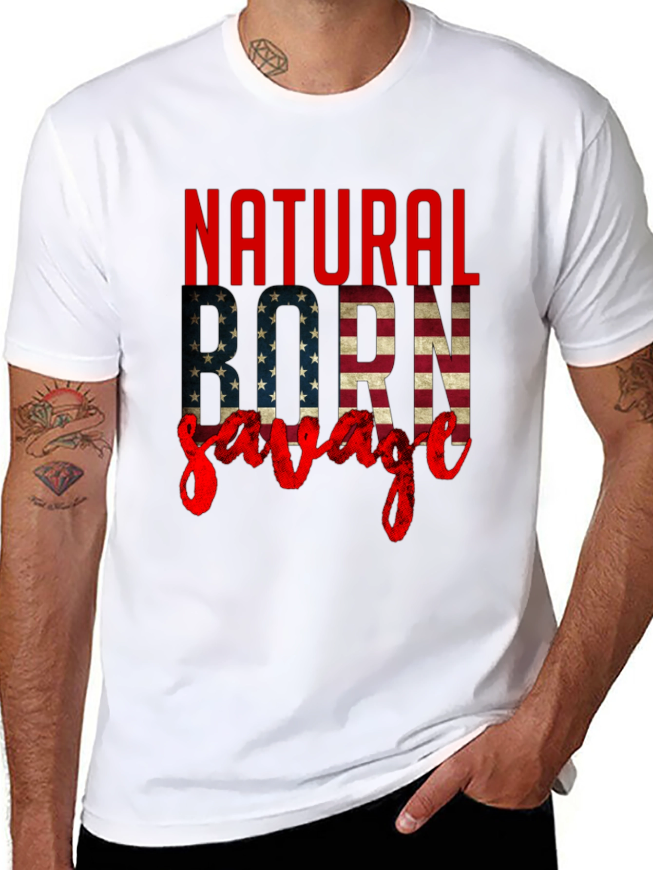 Black Natural Born Savage Graphic Tee view 8
