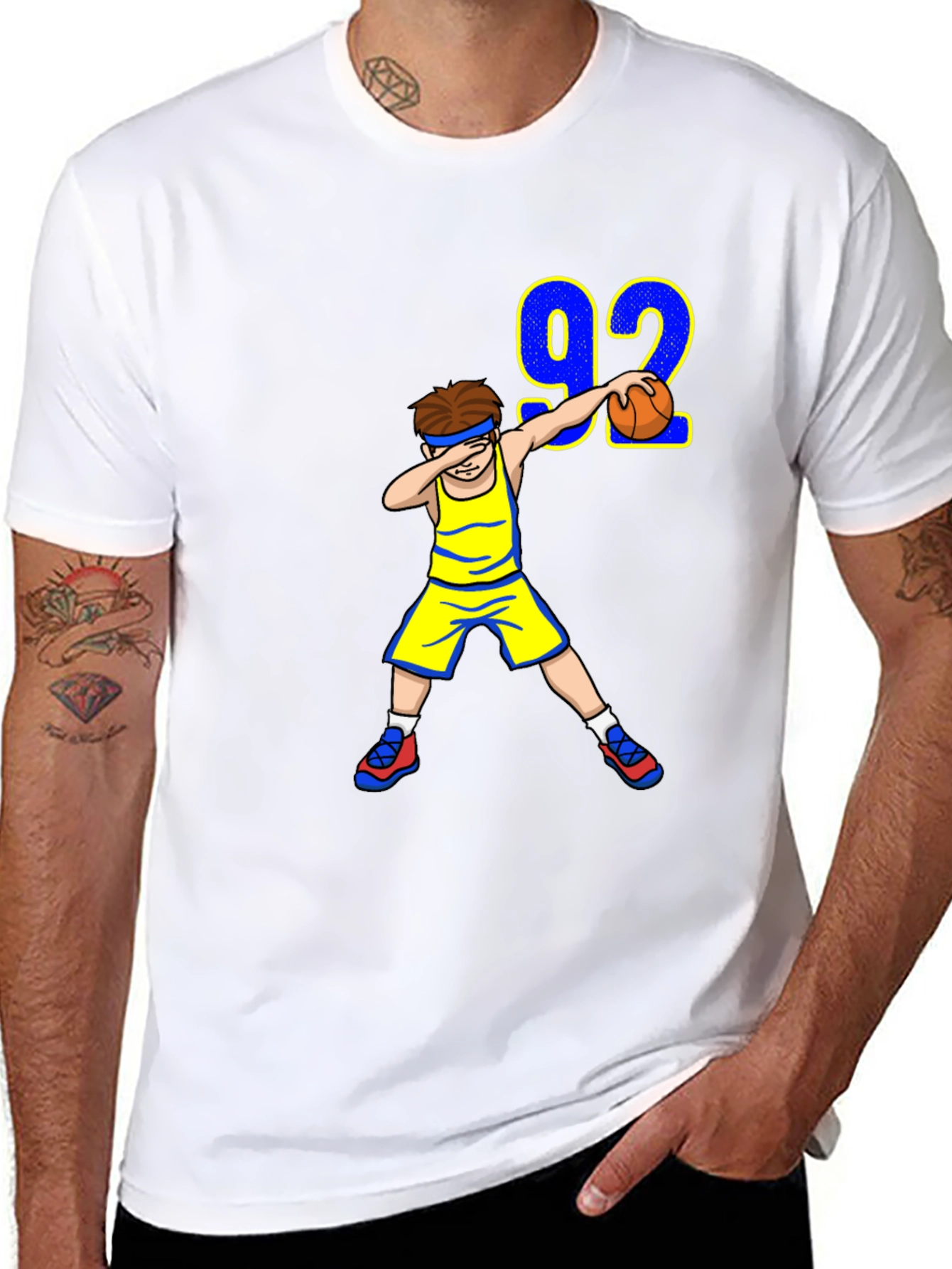 Black Dabbing Basketball Player Tee view 8