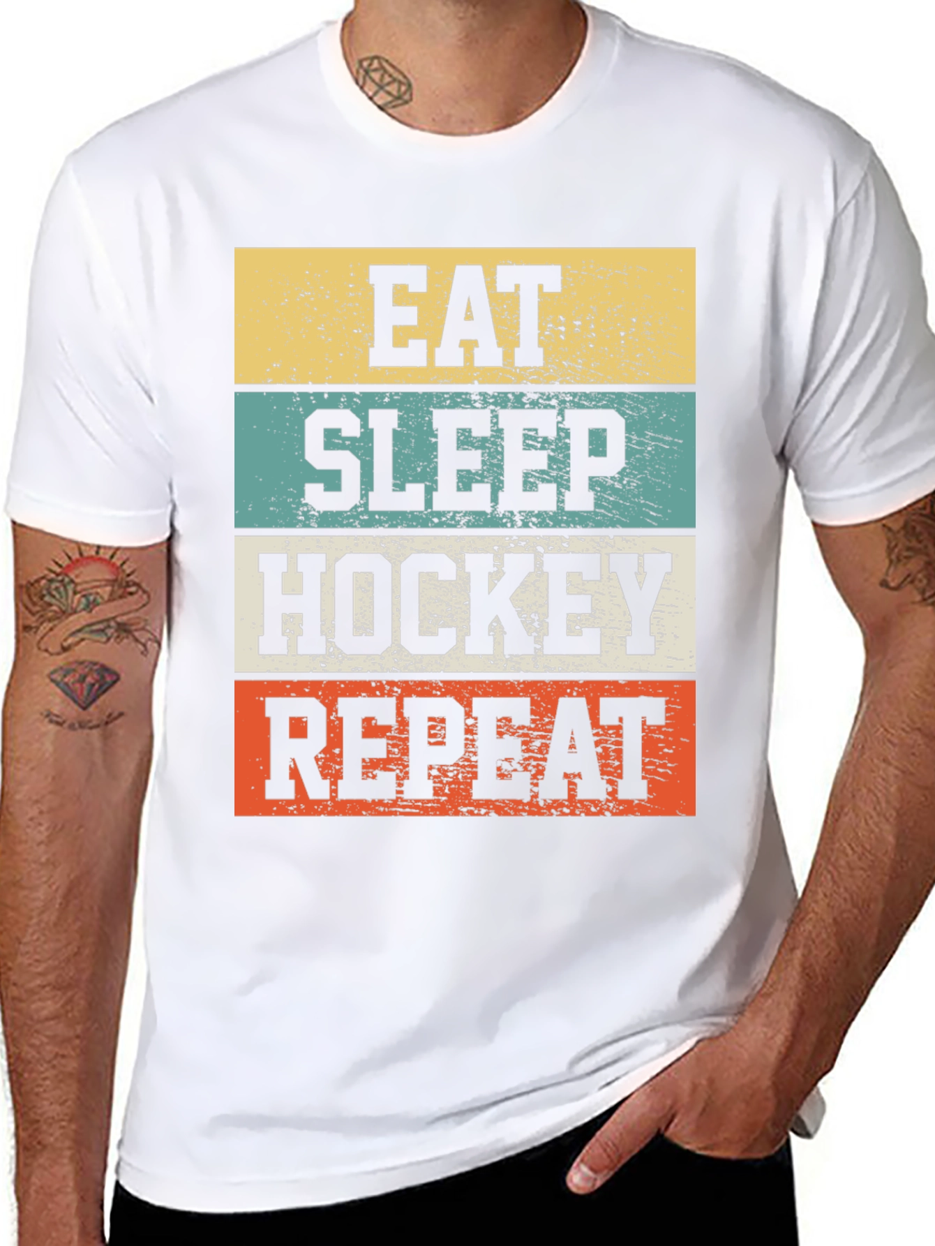 Black Eat Sleep Hockey Repeat Graphic T-Shirt view 8