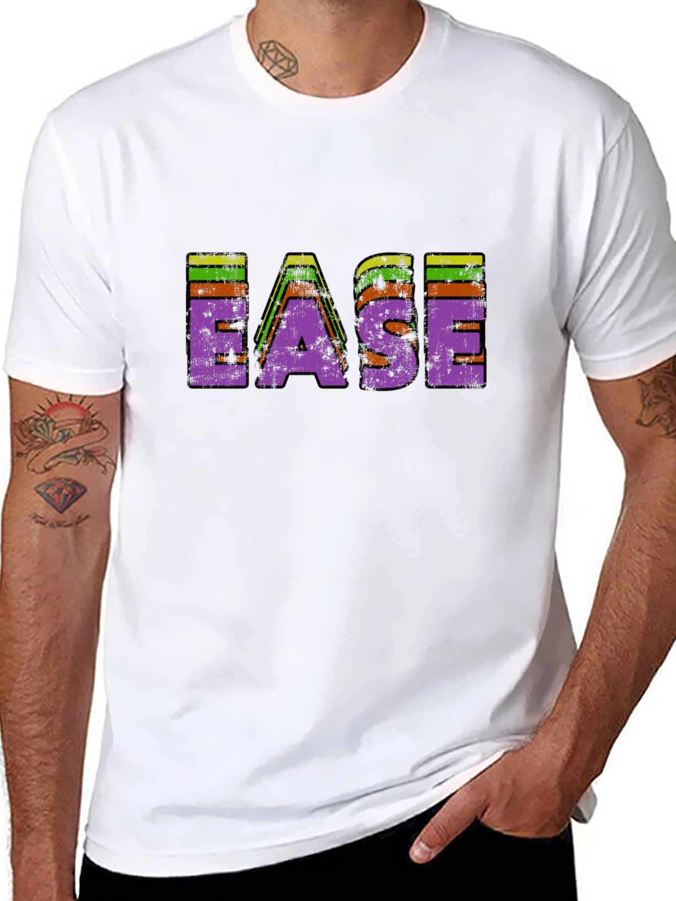 Black Retro EASE T-Shirt - Vintage Style Tee view 8