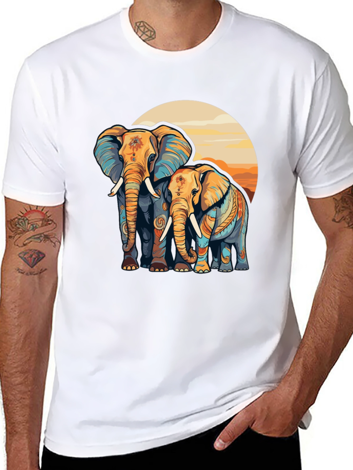 Black Elephant Sunset Graphic Tee - Stylish Comfort view 8