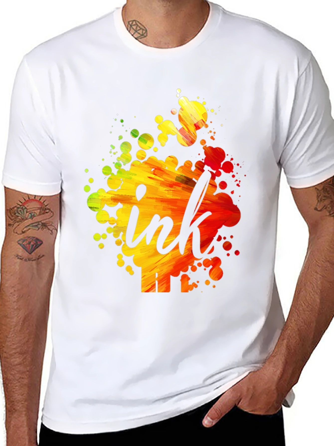 Black Ink Splatter Graphic T-Shirt - Artistic Crew Neck Tee view 8