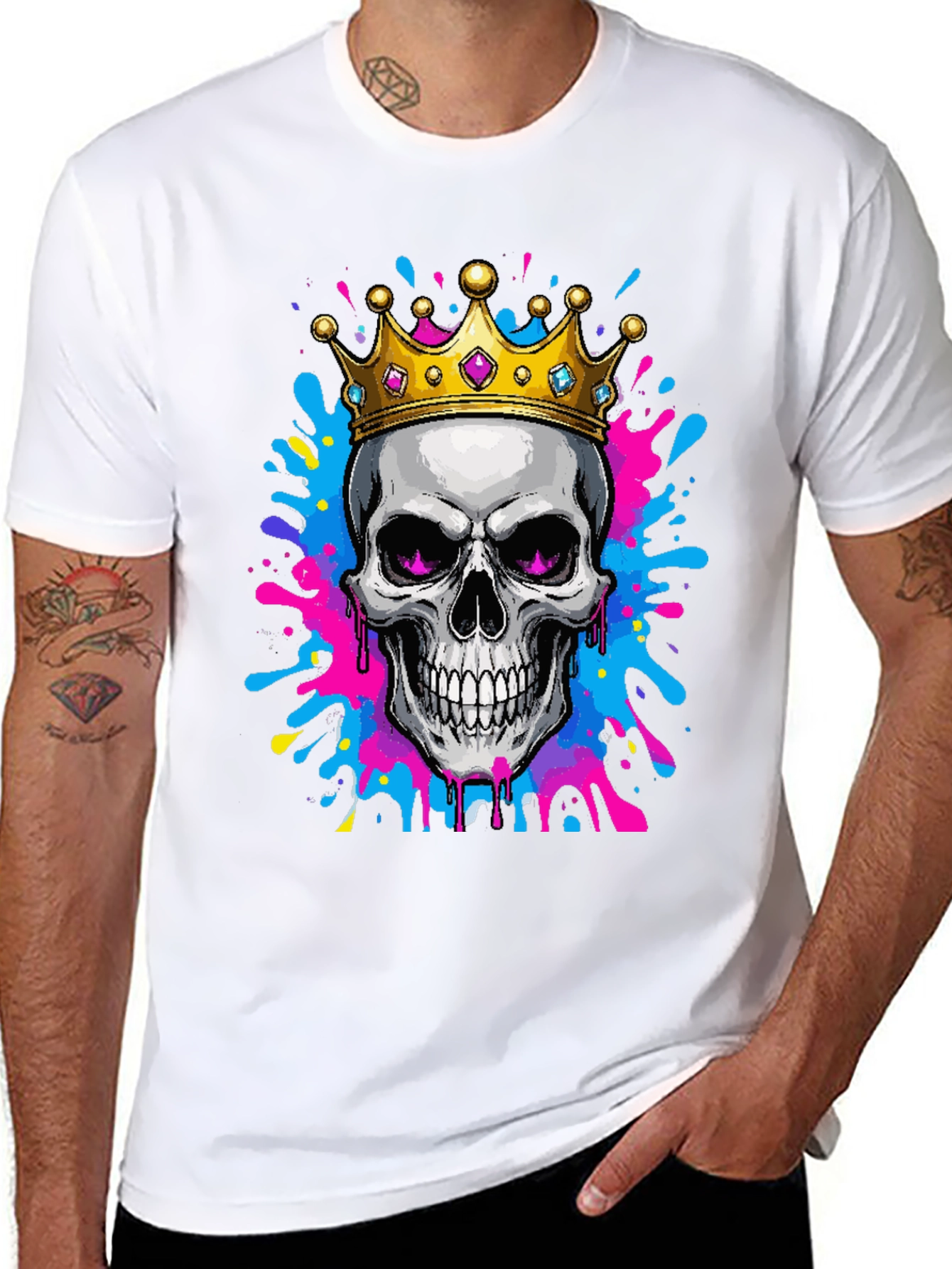 Black Skull King Graphic Tee - Bold Artistic Design view 8
