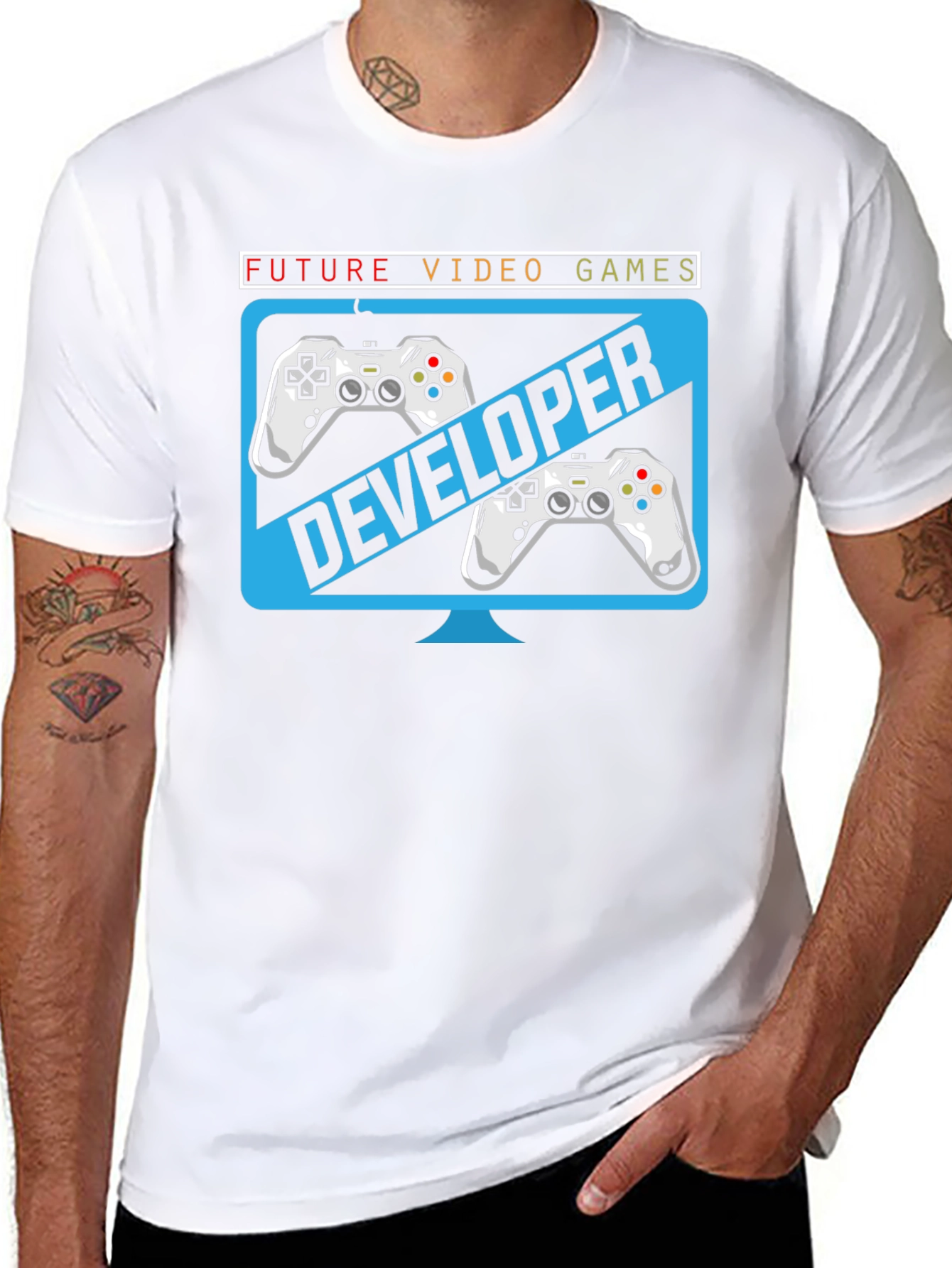 Black Future Video Game Developer T-Shirt view 8