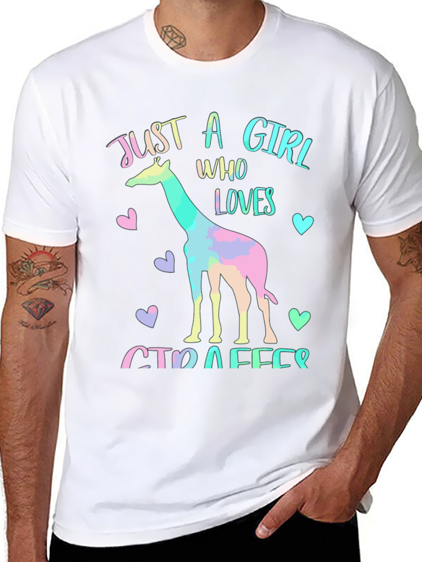 Black Giraffe Lover T-Shirt - Just A Girl Who Loves Giraffes Tee view 8