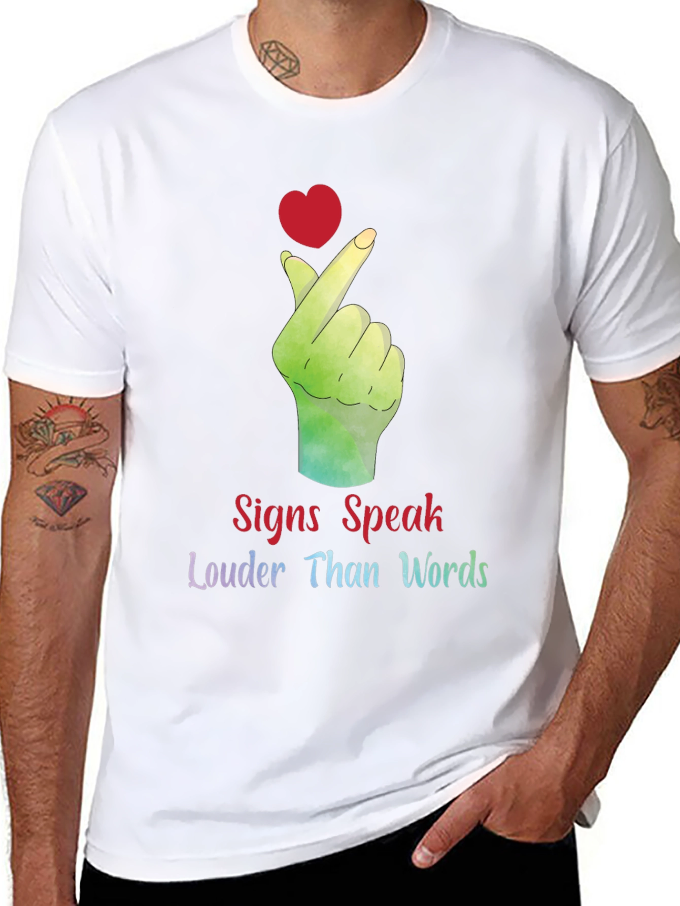 Black Signs Speak Louder Than Words Graphic Tee view 8