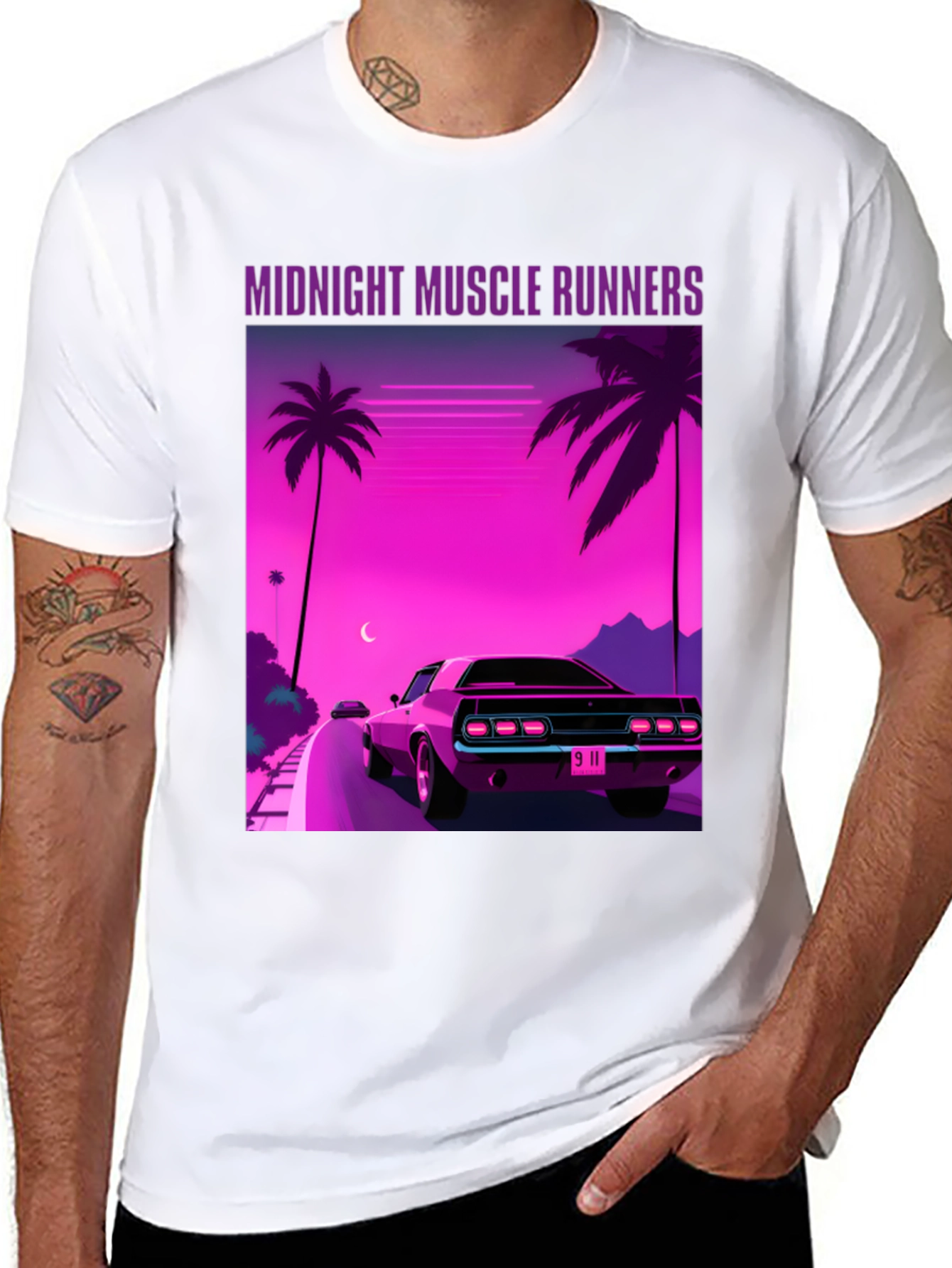 Black Midnight Muscle Runners Graphic Tee view 8
