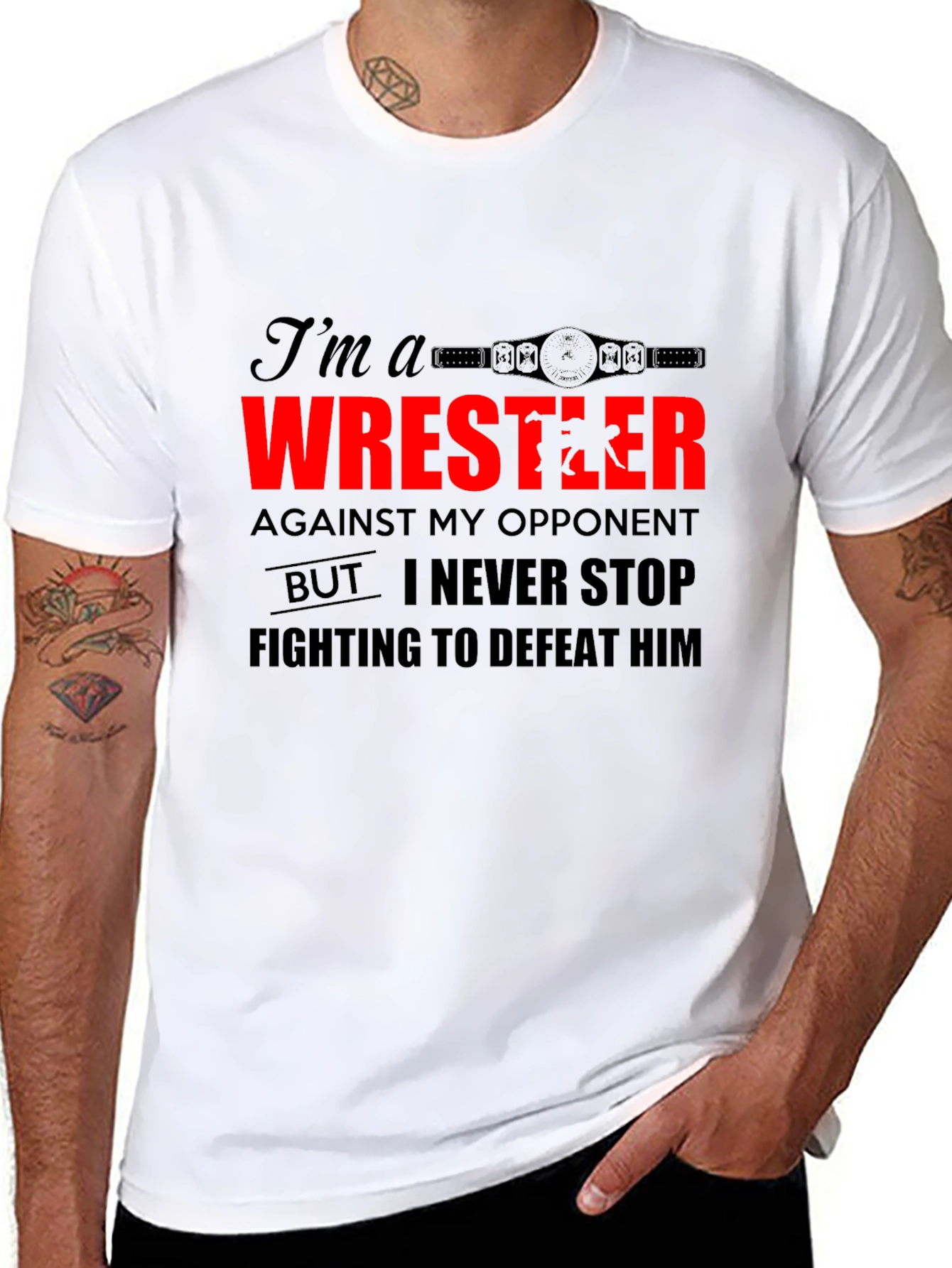 Wrestler Graphic Tee - Never Stop Fighting Shirt - 8
