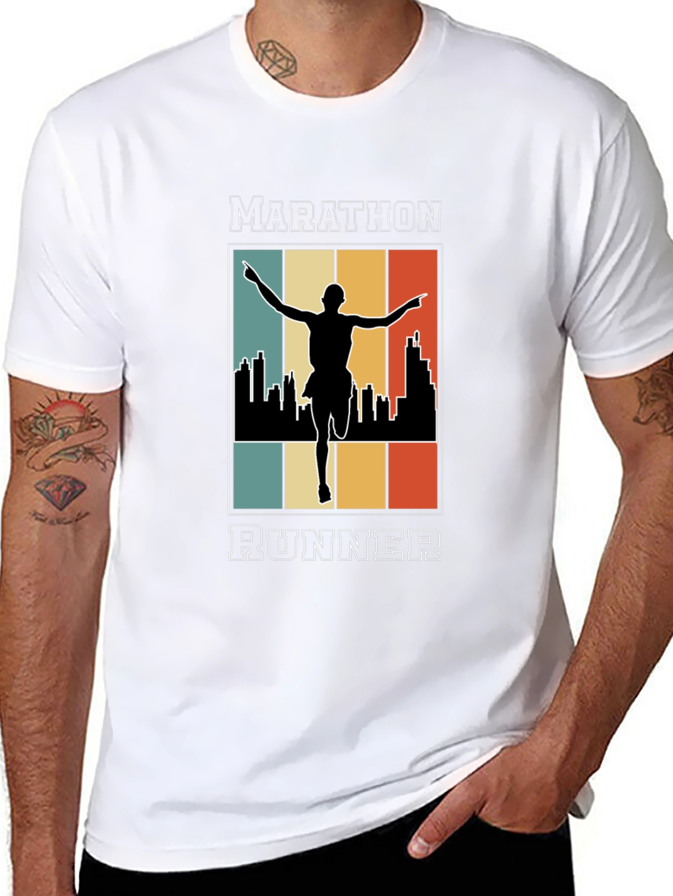 Black Marathon Runner Graphic Tee - Retro Style view 8