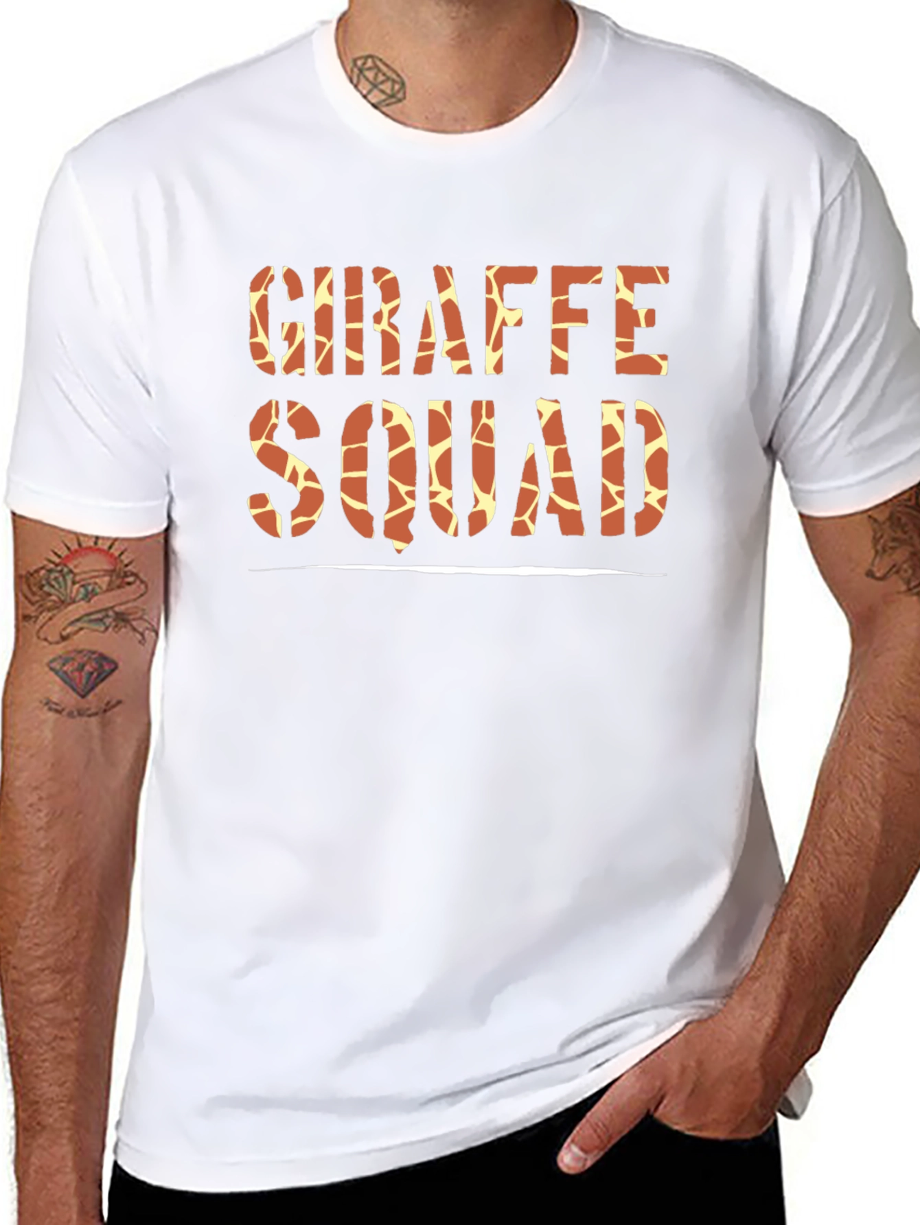 Black Giraffe Squad Graphic Tee - Black Cotton Crew Neck T-Shirt view 8